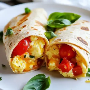 To make the Easy Egg Cheese Tomato Breakfast Wrap, gather these key ingredients: - 4 large eggs - 1/2 cup shredded cheese (cheddar or mozzarella) - 1 large tomato, diced - 1/4 cup milk - 1/4 teaspoon salt - 1/4 teaspoon black pepper - 2 whole wheat tortillas - 1 tablespoon olive oil You can use different cheeses to change the flavor. Here are some great choices: - Feta cheese for a tangy kick - Pepper jack for some heat - Cream cheese for creaminess - Gouda for a rich taste Feel free to add more ingredients for fun flavors: - Spinach for some greens - Bell peppers for crunch - Onions for a savory touch - Avocado for creaminess - Salsa for a spicy twist These ingredients help create a tasty breakfast wrap. Mix and match to find your favorite combo! {{ingredient_image_1}} Start by cracking the four large eggs into a medium bowl. Add in a 1/4 cup of milk. This makes the eggs creamy. Then, sprinkle in 1/4 teaspoon of salt and 1/4 teaspoon of black pepper. Use a whisk to mix everything together. Keep whisking until the mixture is frothy and smooth. This step is key for tasty eggs. Next, heat 1 tablespoon of olive oil in a non-stick skillet over medium heat. Once the oil is hot, pour in your egg mixture. Let it cook without stirring for about two minutes. This helps form a nice base. After that, gently stir the eggs with a spatula. As they cook, they will start to fluff up. When the eggs are halfway done, add the diced tomato and the 1/2 cup of shredded cheese. Stir until the cheese melts and the eggs are fully cooked. This should take about two to three more minutes. Now it&rsquo;s time to wrap! Take one whole wheat tortilla and lay it on a plate. Spoon half of your egg mixture into the center of the tortilla. Fold the sides over the filling, then roll from the bottom up. This holds everything inside. Repeat this step with the second tortilla and the remaining filling. Finally, cut each wrap in half diagonally to serve. Enjoy your breakfast! To get fluffy scrambled eggs, whisk the eggs well. Mix in the milk, salt, and pepper. Mixing adds air and helps them puff up. Cook the eggs on medium heat. Stir gently but not too much. Let them sit for a few seconds before stirring again. This way, they stay soft and fluffy. When wrapping, lay your tortilla flat. Place the egg mixture in the center. Fold in the sides first, then roll from the bottom up. Make sure it's tight, but not too tight. This helps keep the filling inside. Use a clean plate to help you wrap well. Serve your wraps on a nice platter. Garnish with fresh basil leaves for color. You can also add a small bowl of salsa. This gives a tasty dip to enjoy with your wrap. Pair with a side of fruit for a balanced meal. Pro Tips Use Fresh Ingredients: Opt for ripe, fresh tomatoes and high-quality cheese for the best flavor in your breakfast wraps. Customize Your Cheese: Try different types of cheese, like feta or pepper jack, to add a unique twist to your wraps. Don&rsquo;t Overcook the Eggs: Remove the skillet from heat when the eggs are still slightly soft; they will continue to cook in the residual heat. Experiment with Add-Ins: Feel free to add ingredients like saut&eacute;ed bell peppers, spinach, or avocado for extra nutrition and taste. {{image_2}} You can easily make this wrap vegetarian. Swap out the eggs for tofu. Crumble firm tofu in the pan. Cook it just like you would the eggs. Add tomatoes and cheese for flavor. This way, you still get a tasty meal without eggs. Want to spice it up? Add a pinch of paprika or cumin to the egg mixture. You can also mix in fresh herbs. Chopped cilantro or parsley can brighten your wrap. For a kick, try red pepper flakes. These small changes can make a big difference. Not a fan of whole wheat tortillas? Try corn tortillas instead. They add a nice texture and flavor. You can also use spinach or tomato tortillas for color. Each type offers a unique twist on your breakfast wrap. Experiment with different options to find your favorite! To store your leftover wraps, first let them cool completely. Place each wrap in a clean, dry container. If you stack them, use parchment paper between each wrap. This keeps them from sticking together. Seal the container tightly with a lid. Store your wraps in the fridge for up to three days. This way, you keep their taste fresh and yummy. To reheat your wraps, you can use a microwave or a skillet. If using a microwave, unwrap the wrap and place it on a plate. Heat it for about 30 seconds to one minute. Check if it's warm all the way through. For a crispier wrap, use a skillet. Heat the skillet over medium heat. Place the wrap in the skillet and heat it for about 2-3 minutes on each side. This makes the outside nice and crispy! If you want to freeze your breakfast wraps, wrap each one tightly in plastic wrap. Then, place them in a freezer-safe bag or container. Be sure to label the bag with the date. You can freeze the wraps for up to one month. When you're ready to eat them, thaw them in the fridge overnight. Then, reheat them as mentioned above. This makes meal prep easy and quick! Yes, you can make this wrap ahead of time. Cook the egg mixture and cool it. Then, store it in the fridge. When you are ready to eat, just warm it up and wrap it in the tortillas. This saves time on busy mornings. If you want to skip the eggs, you can use tofu. Crumble firm tofu to mimic the texture of scrambled eggs. You can also try chickpea flour mixed with water. This creates a tasty and healthy egg alternative. Leftovers can last for about 3 days in the fridge. Keep them in an airtight container to keep them fresh. Make sure to eat them within that time for the best taste and safety. Absolutely! You can use any cheese you like. Cheddar and mozzarella are great, but try feta or pepper jack for something different. Each cheese adds its flavor, making your wrap unique and delicious. This blog post covered how to make a tasty breakfast wrap. We talked about key ingredients, including cheese options and add-ins for more flavor. I walked you through each cooking step and shared tips for fluffy eggs and wrapping. You also learned how to store your wraps and reheat them easily. Lastly, I answered common questions about prep time and ingredient swaps. Enjoy making your wraps and feel free to customize them to your taste! Happy cooking!
