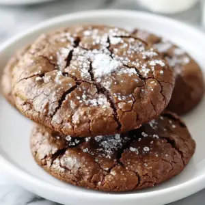 To make these salted brownie crinkle cookies, you need the following ingredients: - 1 cup semi-sweet chocolate chips - &frac12; cup unsalted butter - 2 large eggs - 1 cup granulated sugar - 1 teaspoon vanilla extract - &frac12; cup all-purpose flour - &frac14; cup unsweetened cocoa powder - &frac12; teaspoon baking powder - &frac12; teaspoon salt - Sea salt flakes for topping Each ingredient plays a key role in creating the rich flavor and texture of the cookies. The semi-sweet chocolate chips provide sweetness and depth. Unsalted butter adds creaminess, while eggs bind everything together. Granulated sugar gives that nice chewiness, and vanilla extract enhances the overall flavor. The flour and cocoa powder form the cookie's structure. Baking powder helps them rise and become soft. Finally, the sea salt flakes on top add a delightful contrast to the sweetness, making each bite special. Gather these ingredients, and you're ready to start baking! {{ingredient_image_1}} - Preheat your oven to 350&deg;F (175&deg;C). - Line a baking sheet with parchment paper to prevent sticking. - In a microwave-safe bowl, combine 1 cup of semi-sweet chocolate chips and &frac12; cup of unsalted butter. - Microwave in 20-second intervals. Stir after each interval until fully melted and smooth. Let it cool slightly. - In a large mixing bowl, beat 2 large eggs with 1 cup of granulated sugar and 1 teaspoon of vanilla extract. - Mix until the mixture is well combined and slightly frothy. - Stir the melted chocolate mixture into the egg mixture until fully combined. - In another bowl, whisk together &frac12; cup of all-purpose flour, &frac14; cup of unsweetened cocoa powder, &frac12; teaspoon of baking powder, and &frac12; teaspoon of salt. - Gradually fold this dry mixture into the wet mixture until just combined. - Chill the cookie dough in the refrigerator for about 30 minutes. This step helps the cookies keep their shape. - After chilling, scoop tablespoon-sized amounts of dough and roll them into balls. - Coat each ball in granulated sugar, then roll them in powdered sugar until well dusted. - Place the cookie dough balls on the prepared baking sheet, leaving space between them to allow for spreading. - Sprinkle a few sea salt flakes on top of each cookie. - Bake in the preheated oven for 10-12 minutes. The edges should be set, but the centers should look slightly soft. - Allow the cookies to cool on the baking sheet for 5 minutes before transferring them to a wire rack to cool completely. Chilling the dough is key for great crinkles. This step helps the cookies hold their shape while baking. It also makes them thicker. I chill my dough for about 30 minutes. If you skip this, your cookies might spread too much. Your oven can affect baking time. Each oven is different. I suggest starting with 10 minutes and checking. The edges should look set, but the centers can stay soft. This gives that classic brownie texture. For even coating in powdered sugar, use a light touch. Roll each dough ball in granulated sugar first. This makes the powdered sugar stick better. Make sure to cover all sides well. If you want a unique twist, try using coconut sugar instead of granulated sugar. It adds a slight caramel flavor to your cookies. Serve your cookies on a decorative plate for a nice touch. A simple white plate shows off the cookies well. Just before serving, sprinkle extra sea salt flakes on top. This makes them look fancy and adds a burst of flavor. Your guests will love the sweet and salty combo! Pro Tips Use Good Quality Chocolate: The flavor of your cookies depends significantly on the quality of chocolate you use. Opt for high-quality semi-sweet chocolate chips for the best results. Don&rsquo;t Overmix the Dough: When combining the wet and dry ingredients, mix until just combined. Overmixing can lead to tough cookies. Chill the Dough: Chilling the dough before baking helps prevent the cookies from spreading too much, resulting in thicker, chewier cookies. Adjust Baking Time for Chewy Centers: To achieve slightly gooey centers, bake the cookies just until the edges are set and the centers still look soft. Keep an eye on them! {{image_2}} You can make these cookies even better with some fun twists. Add nuts like walnuts or pecans for some crunch. You can also toss in chocolate chunks for extra chocolatey goodness. Try using dark chocolate for a rich taste or white chocolate for a sweeter option. Each choice gives a new flavor to your cookies! If you need a gluten-free treat, swap the all-purpose flour for a gluten-free flour blend. Many brands work well in baking. Just check for the right mix that can hold moisture and give a good texture. Your cookies will still taste great! Want to make these cookies vegan? It&rsquo;s simple! Replace the eggs with flax eggs or applesauce. Use a plant-based butter instead of regular butter. These swaps keep the cookies soft and tasty. You won&rsquo;t miss the dairy at all! To keep your salted brownie crinkle cookies fresh, store them at room temperature. Use an airtight container to prevent air from making them dry. You can also place parchment paper between layers of cookies. This keeps them soft and chewy for several days. For longer storage, you can freeze the cookie dough or baked cookies. If you freeze the dough, scoop and roll it into balls first. Place the balls on a tray to freeze for a few hours, then transfer them to a freezer bag. For baked cookies, let them cool completely before wrapping them in plastic wrap. Thaw dough overnight in the fridge before baking. To reheat baked cookies, pop them in a warm oven for a few minutes to regain their softness. These cookies last for about one week at room temperature. You can freeze them for up to three months. Watch for signs of spoilage, like a dry or hard texture, or any off smells. When they start to lose their taste or texture, it&rsquo;s time to let them go. Crinkle cookies stand out because of their unique look. They have a cracked top that looks like a crinkle. This effect comes from rolling the dough in sugar. As they bake, the sugar forms a crust. The dough puffs up, creating those lovely cracks. The soft center balances the crunchy outside. This texture is what makes them special! You can use cocoa powder, but it changes the texture. If you replace chocolate chips with cocoa powder, add more fat. Consider adding an extra tablespoon of butter. This keeps the cookies moist and chewy. The flavor will be rich, but it may lack some sweetness. You might want to increase the sugar a bit too. To make chewy cookies, keep the dough moist. Here are some tips: - Chill the dough before baking. This helps the cookies hold their shape. - Don&rsquo;t overbake them. They should look slightly soft in the center. - Use a little extra butter for added moisture. - Let them cool on the sheet for a few minutes. This allows them to set without getting dry. This blog post covered crinkle cookies from start to finish. We explored ingredients, baking steps, tips, and variations. We learned how to achieve that signature crinkle and ways to store cookies. Remember, you can personalize these cookies with flavors and textures. With the right tips, your cookies will taste amazing. Enjoy baking and sharing these treats with friends and family!