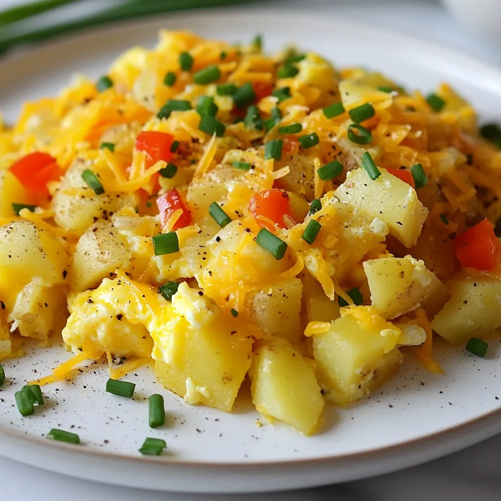 Cheesy Potato Egg Scramble Flavorful Breakfast Idea