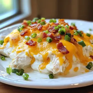 - 2 lbs boneless, skinless chicken breasts - 1 (8 oz) package cream cheese, softened - 1 packet (about 1 oz) ranch seasoning mix - 1 cup low-sodium chicken broth - 1 cup shredded sharp cheddar cheese - 1/2 cup cooked bacon bits - 1/4 cup green onions, finely chopped - Salt to taste - Black pepper to taste These ingredients create a rich, creamy dish. The chicken breasts serve as the base. Cream cheese adds creaminess. Ranch seasoning gives it a tasty kick. Chicken broth keeps the chicken moist while cooking. If you want to boost the flavor, add bacon bits for crunch. Green onions offer a fresh taste and bright color. Season with salt and black pepper to suit your taste. This combination makes the dish shine. You can be creative with garnishes too. Top with extra green onions or cheese for a fun finish. {{ingredient_image_2}} Start with 2 lbs of boneless, skinless chicken breasts. Place them in your slow cooker in a single layer. This helps the chicken cook evenly. Make sure not to crowd the cooker. More space means better heat flow and cooking. Take 1 (8 oz) package of cream cheese and let it soften at room temperature. In a bowl, mix the cream cheese with 1 packet of ranch seasoning. Use a spatula or whisk to blend them until smooth. You want no lumps in the mix. This creamy blend adds rich flavor to the chicken. Once you have the chicken and sauce ready, spread the cream cheese mix over the chicken. Pour 1 cup of low-sodium chicken broth over it. This adds moisture while cooking. Cover the slow cooker and cook it on low for 6-8 hours or on high for 3-4 hours. After cooking, check if the chicken is tender. Use two forks to shred the chicken right in the cooker. Mix it with the creamy sauce until it's well combined. Next, stir in 1 cup of shredded sharp cheddar cheese. This makes your dish even creamier. If you want, fold in 1/2 cup of cooked bacon bits for extra flavor. Finally, taste your creamy ranch chicken. Add salt and black pepper if needed. Before serving, sprinkle with 1/4 cup of finely chopped green onions. This adds a fresh touch and looks great on the plate. Slow cooking is an art. To make the best slow cooker crack chicken, follow these tips: - Layer Your Ingredients: Place chicken breasts at the bottom. This helps them cook evenly. - Use Cream Cheese at Room Temperature: Softened cream cheese blends better with the ranch seasoning. - Don&rsquo;t Lift the Lid: Opening the lid lets out heat. This can make cooking take longer. - Cook on Low for Best Flavor: Low heat gives the chicken time to absorb all the flavors. You can make this dish your own! Here are some ways to customize your crack chicken: - Add More Cheese: For a cheesier dish, use extra sharp cheddar or mix in mozzarella. - Spice It Up: Add jalape&ntilde;os or red pepper flakes for a spicy kick. - Herbs and Spices: Mix in garlic powder, onion powder, or fresh herbs for more flavor. - Bacon Options: For a smoky flavor, try using turkey bacon or smoked bacon. Presentation matters! Here are fun ways to serve your crack chicken: - Over Rice: Serve over fluffy white or brown rice for a hearty meal. - On Buns: Make it a sandwich by serving in toasted burger buns. - With Toppings: Add green onions, extra cheese, or even sour cream on top. - On a Bed of Greens: For a lighter option, serve it over a salad. These tips will help you create a delicious, personalized dish that is sure to impress! Pro Tips Use Fresh Ingredients: Opt for fresh green onions and high-quality chicken for the best flavor and texture in your creamy ranch chicken. Adjust the Creaminess: If you prefer a creamier sauce, feel free to add an extra block of cream cheese or a splash of heavy cream before serving. Experiment with Seasoning: Customize your ranch chicken by adding garlic powder, paprika, or your favorite herbs to the cream cheese mixture for an extra flavor boost. Perfect Shredding Technique: For easier shredding, let the chicken rest for a few minutes after cooking before using forks to pull it apart. {{image_4}} To add heat to your slow cooker crack chicken, use spicy ranch seasoning. You can also add diced jalape&ntilde;os for extra flavor. Another option is to mix in some hot sauce. Try sriracha or buffalo sauce for a spicy kick. This will make your dish stand out and excite your taste buds. If you want a lighter version, swap the cream cheese for Greek yogurt. This keeps it creamy but cuts calories. You can also use low-fat shredded cheese instead of sharp cheddar. For the chicken broth, choose a low-sodium version to keep the dish healthier. Lastly, add more veggies like spinach or bell peppers for added nutrition and color. For a vegetarian twist, replace chicken with chickpeas or cooked lentils. Use vegetable broth instead of chicken broth to keep it plant-based. You can still enjoy the creamy texture by using cream cheese or a plant-based cream alternative. This way, everyone can enjoy a delicious meal, no matter their diet. After making Slow Cooker Crack Chicken, let it cool to room temperature. Then, transfer it to airtight containers. If you want to freeze it, use freezer-safe bags. Remove as much air as possible before sealing. This helps prevent freezer burn. Label each container with the date for easy tracking. To reheat, you can use the microwave or stovetop. For the microwave, place the chicken in a safe dish. Heat it in short bursts, stirring in between. For the stovetop, warm it in a pan over low heat. Add a splash of chicken broth to keep it moist. Stir well until it&rsquo;s heated through. In the fridge, Slow Cooker Crack Chicken lasts for about 3 to 4 days. If you freeze it, it can last up to 3 months. Always check for any off smells or changes in texture before eating leftovers. This ensures your meal stays safe and tasty. Yes, you can use frozen chicken breasts. Just know that it will take longer to cook. Set your slow cooker on high for about 4-6 hours if you start with frozen chicken. Make sure the chicken reaches 165&deg;F for safety. To make Crack Chicken in the oven, preheat it to 375&deg;F. Place the chicken in a baking dish and spread the cream cheese and ranch mix over it. Pour in the chicken broth and cover with foil. Bake for 45-60 minutes. Shred the chicken and mix in the cheese before serving. Many sides work well with Slow Cooker Crack Chicken. Here are a few ideas: - Fluffy rice - Toasted burger buns - Mashed potatoes - Steamed veggies - A fresh garden salad These sides complement the creamy ranch chicken and make for a complete meal. Enjoy! This article covered how to make tasty Slow Cooker Crack Chicken. We started with the main and optional ingredients, showed you step-by-step how to cook, and shared helpful tips. You learned about variations like spicy and vegetarian options. Plus, we discussed how to store and reheat your dish. Remember, you can customize this meal to fit your taste. Enjoy your cooking and share your delicious results!