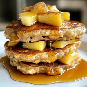 To make apple oatmeal pancakes, gather these key ingredients: - 1 cup rolled oats - 1 cup milk (dairy or plant-based) - 1 ripe banana, mashed - 1 cup whole wheat flour - 1 tablespoon baking powder - 1 teaspoon cinnamon - &frac12; teaspoon vanilla extract - 1 apple, peeled and grated - 2 tablespoons maple syrup (optional) - A pinch of salt - Coconut oil or butter for cooking These ingredients combine to create a fluffy and hearty pancake. The oats provide fiber, while the apple adds sweetness and moisture. You can customize your pancakes with these optional add-ins: - Chopped nuts for crunch - Dried fruit for extra sweetness - Chocolate chips for a treat - Flaxseed for added nutrition These options let you play with flavors and textures. They make each batch unique and fun. Toppings can elevate your pancakes. Here are some tasty ideas: - Extra grated apple for freshness - A drizzle of maple syrup for sweetness - A sprinkle of cinnamon for warmth - Fresh berries for tartness These toppings enhance flavor and make your pancakes look inviting. Enjoy mixing and matching to find your favorite combinations! {{ingredient_image_1}} Start by gathering your rolled oats and milk. In a mixing bowl, add 1 cup of rolled oats and 1 cup of milk. Stir them together. Let this mix sit for about 10 minutes. This step softens the oats, making them easier to blend. After the oats have softened, add a mashed ripe banana and a grated apple to the bowl. Also, include 1 teaspoon of vanilla extract and 2 tablespoons of maple syrup if you want a touch of sweetness. Stir everything well until mixed. In another bowl, combine 1 cup of whole wheat flour, 1 tablespoon of baking powder, 1 teaspoon of cinnamon, and a pinch of salt. Gradually add this dry mix to the wet mix. Stir gently, leaving a few lumps. Do not overmix; this keeps the pancakes light and fluffy. Heat a non-stick skillet over medium heat. Add a small amount of coconut oil or butter to the skillet. For each pancake, pour &frac14; cup of batter into the skillet. Cook until you see bubbles form on the surface. This usually takes about 3-4 minutes. When the edges look set, flip the pancake. Cook for another 2-3 minutes until golden brown. Repeat this process with the rest of the batter, adding more oil or butter as needed. Serve your pancakes warm, topped with more grated apple or a drizzle of maple syrup for extra flavor. To make your pancakes fluffy, let the oats soak in milk for 10 minutes. This softens them. When you mix the wet and dry ingredients, stir gently. Overmixing makes them dense. A few lumps are fine. Use a non-stick skillet over medium heat. Add coconut oil or butter to prevent sticking. Pour &frac14; cup of batter for each pancake. Cook until bubbles appear on top. Flip when edges look set. This will help them cook evenly and become golden brown. Avoid using too much flour. This can make pancakes heavy. Don't skip soaking the oats. If you overmix, the texture will suffer. Also, make sure your skillet is hot enough. If it's too cool, the pancakes won&rsquo;t cook well. Follow these tips for the best results. Pro Tips Use fresh apples: Fresh, crisp apples will add the best flavor and texture to your pancakes. Try varieties like Honeycrisp or Granny Smith for a balance of sweetness and tartness. Customize the sweetness: Adjust the amount of maple syrup based on your preference. If your bananas are very ripe, you may not need to add any extra sweetener. Don&rsquo;t overmix: When combining the wet and dry ingredients, mix just until combined. This will ensure your pancakes are light and fluffy instead of dense. Keep pancakes warm: If you're making a large batch, keep the cooked pancakes warm in an oven set to low (around 200&deg;F or 93&deg;C) until you&rsquo;re ready to serve. {{image_2}} You can switch the apple for other fruits. Try ripe pears, mashed berries, or even peaches. Each fruit brings its own flavor and sweetness. Berries add a nice tartness. Peaches give a juicy bite. Experiment and find your favorite mix! To make these pancakes gluten-free, swap the whole wheat flour. Use almond flour, coconut flour, or a gluten-free flour blend. Keep in mind that these flours may absorb more liquid. Adjust the amount of milk to get the right batter consistency. These options still make tasty pancakes. You can spice up your pancakes easily. Add nutmeg for warmth or ginger for a little zing. Try mixing in some cocoa powder for a chocolate twist. You can also add chopped nuts for crunch. These small changes can make each pancake special and unique. To store leftover pancakes, let them cool first. Then, place them in an airtight container. You can keep them in the fridge for up to three days. If you want, you can also layer parchment paper between the pancakes. This helps to avoid sticking. For freezing, stack the pancakes with parchment paper in between. Place them in a freezer-safe bag or container. Remove as much air as possible. These pancakes can last in the freezer for up to three months. Label the bag with the date, so you remember when you made them. To reheat pancakes, use a microwave or stovetop. For the microwave, heat them for about 30 seconds or until warm. If you prefer the stovetop, place them in a skillet over low heat. Flip them after a minute or two until both sides are warm. Enjoy them warm for the best taste! Yes, you can make these pancakes ahead of time. Cook the pancakes, then let them cool. After cooling, stack them with parchment paper in between. Store them in an airtight container in the fridge for up to three days. When you are ready to eat, just reheat them in a skillet or microwave. This saves time on busy mornings. If you don&rsquo;t have a banana, try using unsweetened applesauce. Use 1/4 cup of applesauce for one banana. You can also use mashed sweet potato or yogurt as a substitute. Each option adds moisture and a different flavor. Just remember, the pancakes will taste different, but still yummy. Yes, these pancakes are great for meal prep. You can make a big batch at once. Store them in the fridge or freezer for later. For the freezer, place them in a single layer on a baking sheet first. Once frozen, transfer them to a freezer bag. This way, you have tasty pancakes ready to go whenever you want. You learned how to make delicious apple oatmeal pancakes. We covered ingredients, cooking steps, and useful tips. Remember, fluffy pancakes need proper mixing and care while cooking. You can also try variations with other fruits and spices. Storing leftover pancakes is easy, and reheating keeps them tasty. Enjoy crafting these pancakes for breakfast or any meal! I hope you feel excited to try this recipe and make it your own.