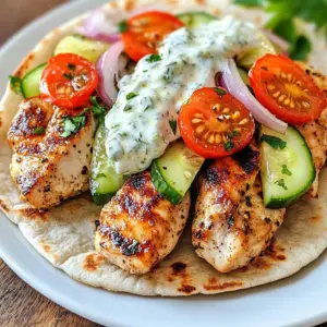 To make these gyros, start with: - 1 lb boneless, skinless chicken thighs - 2 tablespoons olive oil - 2 teaspoons dried oregano - 1 teaspoon garlic powder - 1 teaspoon paprika - 1 teaspoon salt - ½ teaspoon black pepper You’ll want to mix these ingredients well. The olive oil helps the spices stick to the chicken. The oregano, garlic powder, and paprika add a great flavor. Let the chicken marinate for at least 15 minutes. This step is key for juicy, tasty meat. For the toppings, gather: - 1 cup tzatziki sauce (store-bought or homemade) - 1 cup cherry tomatoes, halved - 1 cup cucumber, diced - ½ red onion, thinly sliced - Fresh parsley leaves for garnish These toppings make your gyros fresh and colorful. Tzatziki adds a creamy, cool taste. Cherry tomatoes and cucumber give a nice crunch. The red onion adds a bit of zing. Don’t forget the parsley for a pop of green! You will need: - 4 whole wheat pita breads Whole wheat pita adds a wholesome touch. It is soft and easy to wrap around your fillings. You can also use regular pita if you prefer. Either way, warming the pita for a minute makes it soft and pliable. This ensures it holds all the tasty fillings without tearing. {{ingredient_image_1}} To start, you need to marinate the chicken. In a medium bowl, mix the chicken thighs with olive oil, dried oregano, garlic powder, paprika, salt, and black pepper. Make sure each piece is well coated. Let the chicken marinate for at least 15 minutes. If you have time, let it sit in the fridge for up to 2 hours. This will add more flavor. Next, heat a large skillet or grill pan over medium-high heat. Place the marinated chicken thighs in the pan. Cook them for about 6 to 7 minutes on each side. Look for a nice sear and ensure the chicken is cooked through. Once done, remove the chicken from the heat. Let it rest for a few minutes. This helps keep the juices inside. After the chicken has rested, slice it into thin strips. Then, warm the pita breads in the same skillet for about 1 minute on each side. This makes them soft and easy to roll. Now, it's time to assemble your gyros! Spread tzatziki sauce on each warm pita. Add the sliced chicken, followed by cherry tomatoes, diced cucumber, and thinly sliced red onion. Finally, top with fresh parsley leaves for a burst of color and flavor. Enjoy your meal by rolling up the pita and savoring each bite! To make great gyros, you need tasty chicken. Mix olive oil, oregano, garlic powder, paprika, salt, and black pepper with chicken thighs. This mix adds flavor. Let your chicken marinate for at least 15 minutes. If you have more time, let it sit in the fridge for up to 2 hours. This longer wait helps the flavors soak in better. You can cook your chicken in different ways. If you don’t have a skillet, use a grill or oven. For grilling, preheat your grill and cook chicken for about 6-7 minutes on each side. If you choose the oven, bake the chicken at 400°F for 20-25 minutes. Use a meat thermometer to check if it reaches 165°F. When you serve your gyros, think about the toppings. Add cherry tomatoes, diced cucumber, and sliced red onion for crunch. Don’t forget the tzatziki sauce; it gives a nice cool taste. Garnish with fresh parsley for color and flavor. You can serve extra tzatziki on the side for dipping. This makes your meal even better! Pro Tips Marinate for Flavor: Allow the chicken to marinate for at least 15 minutes, but for best results, let it sit in the fridge for up to 2 hours to absorb all the delicious flavors. Get a Good Sear: Make sure your skillet or grill pan is hot enough before adding the chicken. This will help achieve a nice sear, locking in the juices and flavors. Fresh Ingredients Matter: Use fresh vegetables for your gyros. Crisp cucumbers and ripe cherry tomatoes add a refreshing crunch and flavor that enhances the overall dish. Customize Your Toppings: Feel free to experiment with your toppings! Add feta cheese, olives, or even a sprinkle of sumac for an extra twist on traditional gyros. {{image_2}} For a tasty vegetarian twist, swap the chicken for grilled eggplant or zucchini. You can also use marinated chickpeas. These options give you that satisfying bite while keeping it healthy. Just season them the same way you would the chicken. Grill or sauté until tender. This way, you can still enjoy the vibrant flavors of the gyro. Tzatziki sauce is classic, but you can explore other options. Try hummus for a creamy and rich taste. A spicy harissa sauce adds a nice kick. You could also use tahini for a nutty flavor. Each sauce can change the entire meal. Don’t shy away from mixing and matching! To amp up flavor, consider adding roasted red peppers or olives. A sprinkle of feta cheese brings a salty, tangy touch. Fresh herbs like dill or mint can brighten the dish. If you like a bit of crunch, add some shredded lettuce. These enhancements make the gyros even more delicious and colorful! You can store leftover gyros in an airtight container. Let the chicken cool first. Place the chicken, veggies, and pita in separate containers. This keeps everything fresh. You can keep them in the fridge for up to three days. To reheat, take the chicken out of the fridge. Heat a skillet over medium heat. Add a splash of olive oil for flavor. Cook the chicken for about five minutes until hot. Warm the pita bread in the skillet for one minute per side. This keeps it soft. If you want to freeze gyros, wrap each one in foil. Place them in a freezer bag for extra protection. They can stay frozen for up to three months. When ready to eat, thaw overnight in the fridge. Reheat as mentioned above for the best taste. Yes, you can use chicken breasts. They will cook faster than thighs. Chicken breasts may be drier than thighs. To keep them juicy, do not overcook them. You can follow the same marinating steps. The flavor will still be great, just a bit different. If you want a substitute for tzatziki sauce, try plain yogurt. You can mix it with cucumber and a bit of lemon juice. Another option is hummus; it adds a creamy texture. For a kick, try a spicy yogurt sauce made with hot sauce. To make gyros less spicy, use less black pepper in the marinade. You can also skip the paprika if you want it milder. Adding more tzatziki sauce can help cool down the spice too. If you want, add more fresh veggies for a crunch. You learned how to make tasty gyros at home. We covered the key ingredients, like chicken and marinades. Cooking tips and variations help you customize your gyros. I shared storage info for keeping leftovers fresh and tasty. Enjoy your gyros with different toppings and sauces. Experiment with flavors to make it your own. Now, you can whip up delicious gyros anytime. Happy cooking!