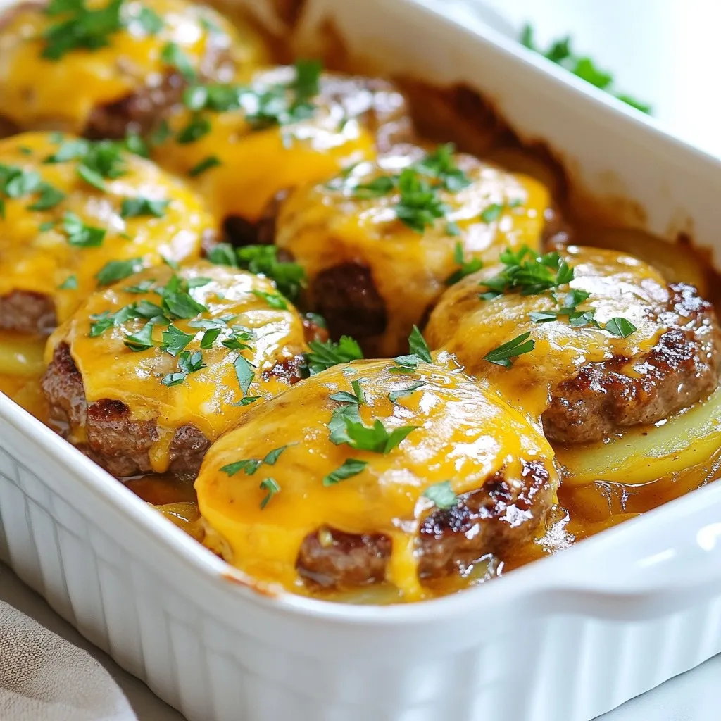 What makes Amish Hamburger Steak Bake so special? It has layers of flavor and comfort. The dish features juicy beef patties, tender potatoes, and melted cheese. Each bite feels like a warm hug. How do I make this dish? Start by mixing ground beef, chopped onion, minced garlic, breadcrumbs, and an egg in a bowl. Add Worcestershire sauce, salt, and pepper to boost the flavor. This mixture forms the heart of your meal. Next, shape the mixture into oval patties. Each patty should be about one inch thick. Brown them in a skillet for about four minutes on each side. This step adds a nice texture. Now, let’s layer the dish. Grease a 9x13-inch baking dish. Place half of the thinly sliced potatoes at the bottom. Season with a bit of salt and pepper. Then, add the browned patties on top of the potatoes. After that, layer the remaining potatoes over the patties. Season again with salt and pepper. This gives the dish a wonderful taste. Carefully pour one cup of beef broth over everything. This will keep the potatoes moist. Cover the dish with aluminum foil and bake in a preheated oven at 375°F for 45 minutes. The steam will cook the potatoes perfectly. After 45 minutes, remove the foil and sprinkle shredded cheddar cheese on top. Bake for another 15 minutes until the cheese is melted and bubbly. When it's done, let it cool a bit. Garnish with fresh parsley for a pop of color. Serve it hot, either in the baking dish or on individual plates. This meal is not just filling; it’s a family favorite that’s easy to make. {{ingredient_image_1}} In this blog post, we explored key strategies for better time management. We discussed the importance of setting clear goals and prioritizing tasks. You learned to use tools like planners and apps to stay organized. Remember, managing your time well leads to less stress and more free time. By applying these tips, you can work more efficiently and enjoy life more. Start today, and see the difference it makes!