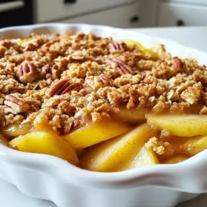 To make the best apple crisp, you need a few key items. Here’s what to gather: - 6 cups of apples, peeled, cored, and sliced (a blend of tart Granny Smith and sweet Honeycrisp) - 1 tablespoon fresh lemon juice - 1 teaspoon ground cinnamon - ½ teaspoon freshly grated nutmeg - ¾ cup dark brown sugar, packed tight - 1 cup old-fashioned rolled oats - ¾ cup all-purpose flour - ½ cup unsalted butter, melted and slightly cooled - ¼ teaspoon sea salt - ¼ cup chopped pecans or walnuts (for an optional nutty crunch) Each ingredient plays an important role in making your crisp taste amazing. The mix of apples gives a great balance of tart and sweet. The spices add warmth and depth. You can make your apple crisp even more exciting with a few add-ins. Here are some ideas: - Chopped nuts: Use pecans or walnuts for added crunch. - Raisins or dried cranberries: These add a nice chewy texture. - Coconut flakes: Sweet and chewy, they bring a fun twist. - Additional spices: Try ginger or cardamom for new flavors. Feel free to mix and match these add-ins to find your perfect combo! Choosing the right apples is key for a great crisp. Here are the best types to use: - Granny Smith: They are tart and hold their shape well. - Honeycrisp: Sweet and juicy, these apples add great flavor. - Golden Delicious: These are sweet and soft, perfect for mixing. - Braeburn: They are both sweet and tart, adding depth. Using a mix of these apple varieties will give your crisp the best taste and texture. {{ingredient_image_2}} 1. Preheat the oven to 350°F (175°C). This step warms the oven and helps the crisp bake evenly. 2. Prepare your apples. Peel, core, and slice 6 cups of apples. I like to mix tart Granny Smith and sweet Honeycrisp for great flavor. 3. Mix apples with lemon juice and spices. In a large bowl, add the sliced apples. Pour in 1 tablespoon of fresh lemon juice, 1 teaspoon of ground cinnamon, and ½ teaspoon of freshly grated nutmeg. Gently toss the apples until they are well coated. 4. Transfer the apple mix. Pour the apple mixture into a greased 9x13 inch baking dish. Spread the apples out evenly to make sure they cook well. 5. Make the topping. In a separate bowl, combine ¾ cup of packed dark brown sugar, 1 cup of old-fashioned rolled oats, ¾ cup of all-purpose flour, ½ cup of melted unsalted butter, and ¼ teaspoon of sea salt. Mix it until it looks crumbly. If you want a crunchy texture, fold in ¼ cup of chopped pecans or walnuts. 6. Add the topping. Sprinkle the oat mixture over the apples. Make sure to cover all the apples so every bite has that crunchy goodness. 7. Bake the crisp. Put the dish in your preheated oven. Bake for 35-40 minutes. Look for bubbling apples and a golden brown topping. - Use a mix of apples. This gives a balance of sweet and tart flavors. - Don’t skip the lemon juice. It brightens the flavor and keeps the apples from browning. - Let it cool before serving. This helps the juices set, making it easier to serve. - Serve warm. It’s best with creamy vanilla ice cream on top, adding a delightful contrast to the warm crisp. Choosing the right apples makes a big difference. I love using a mix of tart Granny Smith and sweet Honeycrisp apples. The tartness gives a nice balance to the sweet topping. You can also try Fuji or Braeburn apples for a twist. Just make sure the apples are firm and fresh. Avoid soft apples, as they can turn mushy. You can easily adjust this recipe for allergies. If you're gluten-free, use gluten-free oats and flour. For dairy-free options, substitute the butter with coconut oil or vegan butter. You can also skip the nuts if you have a nut allergy. The crisp will still taste great without them. To keep your apple crisp fresh, let it cool completely first. Store it in an airtight container in the fridge. It will stay good for about three days. If you want to keep it longer, freeze it. Just make sure to wrap it well in plastic wrap and foil. This way, you can enjoy it later without losing flavor. Pro Tips Choose the Right Apples: For the best flavor, use a mix of tart and sweet apples like Granny Smith and Honeycrisp. This combination provides a balanced taste in every bite. Let It Rest: Allowing the apple crisp to cool for about 10 minutes after baking helps the juices settle, making it easier to serve and enhancing the overall texture. Customize Your Topping: Feel free to experiment by adding other nuts, such as almonds or pecans, or even dried fruits like cranberries for added flavor and texture. Serve with Style: Elevate your presentation by serving warm with a scoop of vanilla ice cream and a sprinkle of cinnamon on top for a delightful finishing touch. {{image_4}} To make a gluten-free apple crisp, swap the all-purpose flour with gluten-free flour. You can use a blend of almond flour and coconut flour for a nutty touch. This change keeps the crisp tasty and safe for those avoiding gluten. Follow the same steps from the main recipe, and enjoy every bite! For a vegan version, replace the butter with coconut oil or vegan butter. Use maple syrup instead of brown sugar for sweetness. The rest of the recipe stays the same. This keeps your crisp plant-based while still being delicious. Your guests will never know it’s vegan! You can change the flavor of your apple crisp easily. Try adding 1/4 teaspoon of ground ginger or allspice for a warm kick. Mixing in dried fruits like cranberries or raisins gives a sweet surprise. Want crunch? Toss in some chopped pecans or walnuts. These add-ins make your crisp unique and fun! To keep your apple crisp fresh, let it cool completely. Once it's cool, cover it tightly with plastic wrap or aluminum foil. You can also place it in an airtight container. Store it in the fridge for up to three days. This keeps the crisp's flavor and prevents it from drying out. When you're ready to enjoy your apple crisp again, preheat your oven to 350°F (175°C). Place the crisp in an oven-safe dish. Cover it with foil to retain moisture. Heat it for about 10-15 minutes or until warm. If you want a crispy top, remove the foil for the last 5 minutes of heating. This gives it that fresh-baked taste. You can freeze apple crisp if you want to save it for later. First, let it cool completely. Then, wrap it tightly in plastic wrap and then in aluminum foil. This double wrap helps prevent freezer burn. You can freeze it for up to three months. When you're ready to eat it, thaw it in the fridge overnight. Reheat it in the oven as mentioned earlier. Enjoy your apple crisp whenever you like! You can tell your apple crisp is done by checking two things. First, look for bubbling juices around the edges. Second, check the topping. It should be golden brown. If it meets these signs, it is ready to eat! Yes, you can! Many fruits work well in apple crisp. Some great options are pears, peaches, or berries. Mix and match your favorites for a fun twist. Just remember to adjust spices based on the fruit you choose. Apple crisp lasts about 3 to 4 days in the fridge. To keep it fresh, store it in an airtight container. If you want it warm, just reheat it in the oven or microwave. Enjoy it as a tasty snack or dessert! This blog post covered everything you need to know about making apple crisp. We discussed the best ingredients, step-by-step baking instructions, and helpful tips for texture and flavor. You learned about variations for different diets and how to store your delicious creation. In summary, making apple crisp is simple and fun. With a few tips and tricks, anyone can achieve perfect results. Enjoy this classic dessert and share it with loved ones. It’s sure to please!