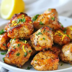 - 1 lb boneless, skinless chicken breasts - 2 tablespoons olive oil - 1 tablespoon lemon zest - 2 tablespoons fresh lemon juice - 1 teaspoon garlic powder - 1 teaspoon onion powder - 1 teaspoon black pepper - 1 teaspoon salt - 1 teaspoon smoked paprika - Fresh parsley for garnish Using fresh and quality ingredients makes a big difference in flavor. Start with chicken that is boneless and skinless. This gives you tender bites that cook evenly. The olive oil helps the spices stick and adds a nice richness. Lemon zest and fresh lemon juice bring bright flavors. This combo gives the chicken a zesty punch. Garlic powder and onion powder add depth to the taste. Black pepper gives it a mild kick. Salt boosts all the flavors in the dish. Smoked paprika adds a unique twist and a lovely color. Finally, fresh parsley is not just for looks. It adds a fresh taste and makes the dish pop. Gather all these ingredients before you start. This will make cooking easier and more fun. {{ingredient_image_1}} 1. First, grab a mixing bowl. Combine 2 tablespoons of olive oil, 1 tablespoon of lemon zest, and 2 tablespoons of fresh lemon juice. 2. Add 1 teaspoon of garlic powder, 1 teaspoon of onion powder, 1 teaspoon of black pepper, 1 teaspoon of salt, and 1 teaspoon of smoked paprika. Mix well. 3. Cut 1 pound of boneless, skinless chicken breasts into bite-sized pieces. Toss the chicken pieces in the marinade until they are fully coated. 4. For the best flavor, let the chicken marinate for at least 15 minutes. You can marinate it for up to 2 hours in the fridge if you have time. 1. Preheat your air fryer to 400°F (200°C). This usually takes about 5 minutes. 2. When placing the chicken in the air fryer basket, arrange the pieces in a single layer. Avoid overcrowding the basket. This helps the chicken cook evenly. 1. Cook the chicken bites at 400°F (200°C) for 10 to 12 minutes. 2. Halfway through cooking, make sure to shake the basket. This step is key for even cooking. 3. Check that the chicken reaches an internal temperature of 165°F (75°C). When it’s golden and cooked through, it’s ready. For great taste, marinate the chicken for at least 15 minutes. If you have time, let it sit for up to 2 hours in the fridge. This longer time allows the flavors to soak in deeply. You can also add spices like cayenne pepper for heat or thyme for a herby kick. Experimenting with spices keeps things fun and fresh. To check if your chicken is done, use a meat thermometer. It should read 165°F (75°C) in the thickest part. This ensures it's cooked well and safe to eat. Also, avoid overcrowding the air fryer basket. If you add too much chicken at once, it can cook unevenly. Better to cook in batches for perfect bites. Garnish your chicken bites with chopped fresh parsley. It adds a pop of color and a fresh taste. For serving, you can arrange the bites on a platter with lemon wedges. This makes a lovely display and adds extra zest. Consider pairing the dish with a dipping sauce, like a yogurt-based dip or a spicy aioli, for extra flavor. Pro Tips Marinate Longer for Flavor: For a deeper flavor, marinate the chicken for up to 2 hours. This helps the spices penetrate the meat more effectively. Even Cooking: Make sure to arrange the chicken in a single layer in the air fryer. Overcrowding can lead to uneven cooking and less crispy bites. Check Temperature: Always use a meat thermometer to ensure the chicken reaches an internal temperature of 165°F (75°C) for safe consumption. Serve Fresh: These chicken bites are best served immediately after cooking when they're still crispy. Garnish with fresh parsley just before serving for a burst of color and flavor. {{image_2}} You can change the flavor of your chicken bites by trying new spice blends. For a smokier taste, use cumin or chili powder. If you want heat, add cayenne pepper for a spicy kick. A mix of herbs like thyme or rosemary can also add depth to the dish. Experimenting with different spices can make each batch unique and exciting. If you prefer turkey, it works well too! Just cut turkey breast into bite-sized pieces and follow the same recipe. If you want a plant-based option, tofu is great as well. Just press the tofu to remove excess water, then cube it. Keep in mind that cooking times may change. Turkey may need a few extra minutes, while tofu cooks faster, so check for doneness. Pair your chicken bites with tasty sides. Fresh salad or roasted veggies complement the flavors nicely. For a fun twist, serve them with sweet potato fries or a grain like quinoa. Don’t forget about dipping sauces! A zesty ranch or honey mustard sauce can enhance the meal. You can even try a spicy sriracha mayo for some extra heat. Enjoy mixing and matching your sides and dips! To keep your Air Fryer Lemon Pepper Chicken Bites fresh, store them in the fridge. Place the chicken in an airtight container. Make sure to cool the chicken to room temperature before sealing it. This helps prevent moisture buildup. You can store the chicken bites for up to three days. To enjoy your leftovers, the air fryer is the best choice. Preheat the air fryer to 350°F (175°C). Place the chicken bites in a single layer and heat them for about 5-7 minutes. This keeps them crispy. You can also use a microwave if you're in a hurry. Heat them on high for about 1-2 minutes. Just remember, this may make them less crispy. Yes, you can use frozen chicken. Just remember to adjust the cooking time. When using frozen chicken, increase the air fryer cooking time by about 5-7 minutes. Make sure the chicken reaches 165°F (75°C) for safety. If you need an olive oil substitute, try avocado oil or canola oil. Both have a mild flavor and work well in this recipe. You can also use melted butter for a richer taste. To make this recipe gluten-free, ensure all your spices are gluten-free. Most spices are safe, but check labels. Also, use gluten-free soy sauce if you want an extra flavor kick in the marinade. This blog post covered a simple and tasty chicken bites recipe made in an air fryer. You learned about the key ingredients, how to marinate the chicken, and the best cooking methods. We also explored flavor tips, variations, storage, and answers to common questions. Now you have all the tools to create perfect chicken bites. Enjoy experimenting with spices and sides to make this dish your own. Happy cooking!