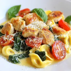To make Marry Me Chicken Tortellini, gather these key ingredients: - 2 boneless, skinless chicken breasts - 2 tablespoons olive oil - 1 cup cherry tomatoes, halved - 1 cup heavy cream - 1 cup low-sodium chicken broth - 1 cup spinach leaves - 1 package (9 oz) cheese tortellini - 1/2 cup grated Parmesan cheese These ingredients come together to create a rich and creamy dish that is both tasty and filling. The right spices make all the difference. For this recipe, you'll need: - 1 teaspoon garlic powder - 1 teaspoon Italian seasoning - Salt and pepper to taste These seasonings enhance the flavor of the chicken and the creamy sauce. They add depth to each bite. Garnishes add a lovely touch. Consider using: - Fresh basil leaves Basil not only adds color but also a hint of freshness. It elevates the dish and makes it look even better on the plate. {{ingredient_image_1}} First, we need to season the chicken. Take your two boneless, skinless chicken breasts. Sprinkle garlic powder, Italian seasoning, salt, and pepper on both sides. Rub the seasonings in well. This step adds great flavor to the dish. Next, heat two tablespoons of olive oil in a large skillet over medium heat. When the oil is hot, add the chicken. Cook for 6 to 7 minutes on each side. The chicken should turn golden brown. Once cooked through, remove the chicken and let it rest. After a few minutes, slice it into strips. In the same skillet, toss in one cup of halved cherry tomatoes. Cook them for 2 to 3 minutes. They should start to soften. Then, stir in one cup of heavy cream and one cup of low-sodium chicken broth. Bring this mix to a gentle simmer. This will form a rich sauce. Now, add one cup of spinach leaves to the skillet. Let them wilt for just a minute. Next, add a 9-ounce package of cheese tortellini. Cook according to the package instructions until the tortellini is al dente. This adds a nice texture to the dish. After the tortellini is ready, add the sliced chicken back into the skillet. Sprinkle in half a cup of grated Parmesan cheese. Mix everything well until it’s coated and creamy. Taste it and adjust the seasoning if needed. More salt or pepper can help enhance the flavors. To serve, plate the tortellini mixture. Don’t forget to garnish with fresh basil leaves. This adds a lovely pop of color and flavor. Enjoy your Marry Me Chicken Tortellini with a side salad or garlic bread for a complete meal! To cook chicken breasts just right, start with even pieces. This helps them cook evenly. Season both sides with garlic powder, Italian seasoning, salt, and pepper. Heat olive oil in your skillet over medium heat. Place the chicken in the skillet. Cook for 6-7 minutes on each side until golden brown. Use a meat thermometer for best results. Aim for an internal temperature of 165°F. Let the chicken rest before slicing. This keeps it juicy. To get a creamy sauce, use heavy cream and low-sodium chicken broth. Add these to your skillet after sautéing the tomatoes. Let the mix come to a gentle simmer. Stir often to blend flavors. If the sauce is too thick, add more broth. If it's too thin, let it cook longer. The Parmesan cheese will also help create a rich texture. Always taste and adjust the seasoning at the end. One common mistake is overcooking the chicken. This makes it dry. Always check the temperature and let it rest. Another mistake is not seasoning enough. Good flavor comes from the right spices. Lastly, don't rush the sauce. Give it time to simmer and thicken. Follow these tips, and you'll have a delicious dish! Pro Tips Perfectly Sear the Chicken: Make sure your skillet is hot enough before adding the chicken to achieve a nice golden crust. Use Fresh Ingredients: Opt for fresh spinach and ripe cherry tomatoes for the best flavor and texture in your dish. Adjust the Creaminess: If you prefer a lighter sauce, reduce the amount of heavy cream or add more chicken broth to thin it out. Garnish for Flavor: Fresh basil not only adds color but also enhances the flavor profile of the dish, so don’t skip this step! {{image_2}} You can easily adjust this recipe for different diets. For a lighter meal, use chicken thighs instead of breasts. If you want a vegetarian dish, swap chicken for mushrooms or tofu. You can also use coconut milk in place of heavy cream for a dairy-free option. Feel free to mix in other vegetables. Zucchini slices add a nice crunch. Bell peppers bring a sweet flavor. You can also try broccoli or peas for extra color and nutrition. Just remember to cook them until tender before adding the tortellini. Tortellini is great, but you can use other pasta too. Penne or fusilli work well if you want a change. If you’re gluten-free, try using chickpea or lentil pasta. Just cook according to the package directions for the best results. To store leftovers, first let the dish cool down. Place it in an airtight container. Keep it in the fridge for up to three days. Make sure you use a container that seals well. This helps keep the flavors fresh. Reheat your leftovers slowly. You can use the stove or the microwave. If using the stove, add a splash of chicken broth for moisture. Heat on low to avoid burning. Stir often to warm it evenly. If using a microwave, cover the dish to keep it moist. Heat in short bursts, stirring in between. You can freeze Marry Me Chicken Tortellini for later. Let it cool completely, then place it in a freezer-safe container. It can last up to three months in the freezer. To thaw, move it to the fridge overnight. Reheat as described above. Avoid freezing the dish with fresh basil on top. Add that just before serving. Yes, you can use frozen tortellini. Just cook it according to the package instructions. Frozen tortellini works great in this dish. It saves time and still tastes good. Add it directly to the sauce after you sauté the veggies. Just make sure to stir it well. If you need a substitute for heavy cream, try using half-and-half. You can also mix milk with butter for a similar texture. For a lighter option, use Greek yogurt or coconut milk. These alternatives will change the flavor a bit but will still create a creamy sauce. To check if the chicken is cooked, use a meat thermometer. The internal temperature should reach 165°F. If you don’t have one, cut into the chicken. The meat should be white, not pink. If it’s pink, cook it a little longer. A light white wine like Pinot Grigio goes well with this dish. It complements the creamy sauce and chicken flavors. You can also try a Chardonnay if you prefer something richer. Serve the wine chilled to enhance your meal experience. In this article, we explored making Marry Me Chicken Tortellini, from key ingredients to serving tips. You learned how to prepare and cook the chicken, create a creamy sauce, and incorporate flavorful vegetables. We also discussed storage and answered common questions. This dish is fun, easy, and perfect for any occasion. Try new variations to match your taste. Enjoy this meal and impress your friends and family!