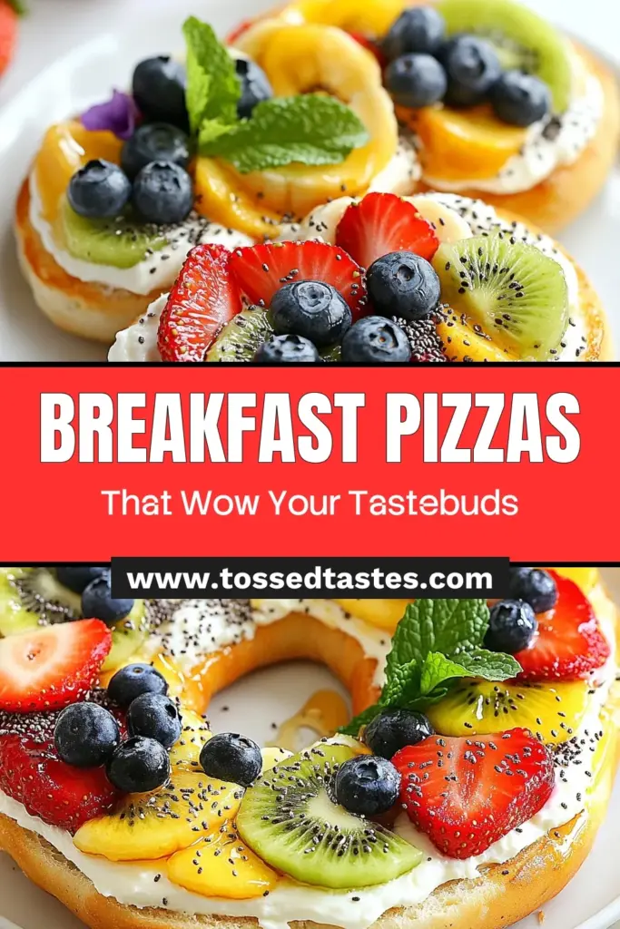 Start your day with these delicious bagel fruit breakfast pizzas! Perfect for busy mornings, this easy breakfast recipe combines toasted bagels with creamy, spreadable toppings and vibrant fresh fruits. Discover healthy bagel toppings that elevate your breakfast game! Explore this cream cheese bagel recipe that’s not only quick but also bursting with flavor. Try it today for a delightful fruit breakfast idea! Save the recipe! #BreakfastGoals #HealthyEating #EasyRecipes #FruitBreakfastIdeas