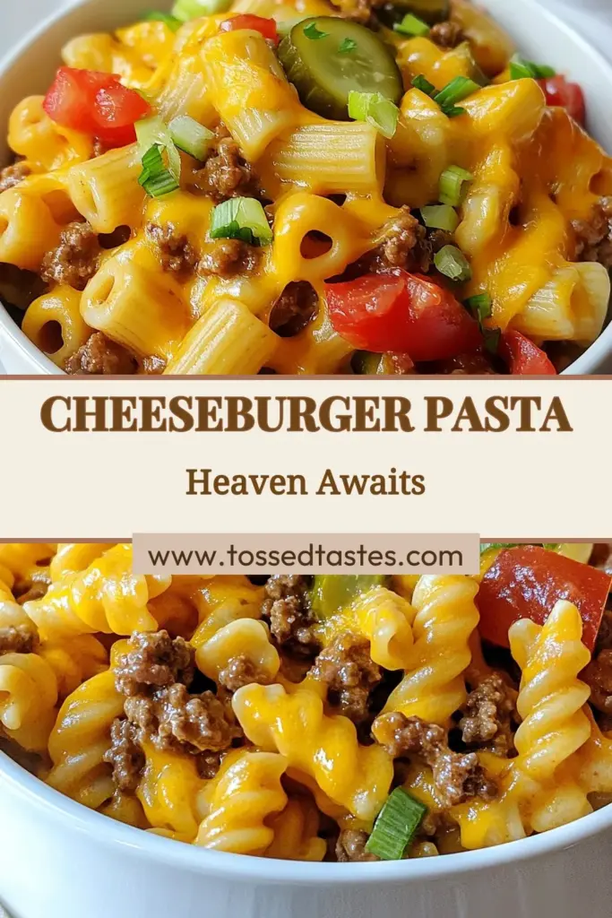 Indulge in this delicious loaded cheeseburger pasta, a perfect fusion of comfort food and cheesy goodness. This creamy pasta recipe comes together in just 30 minutes, making it one of the best easy dinner ideas for busy nights. Bursting with flavor from ground beef and rich cheeses, it's a fantastic addition to your rotation of ground beef pasta dishes. Save this cheesy pasta recipe for a family favorite you'll want to make again! #LoadedCheeseburgerPasta #CreamyPastaRecipes #EasyDinnerIdeas #CheesyPastaRecipes