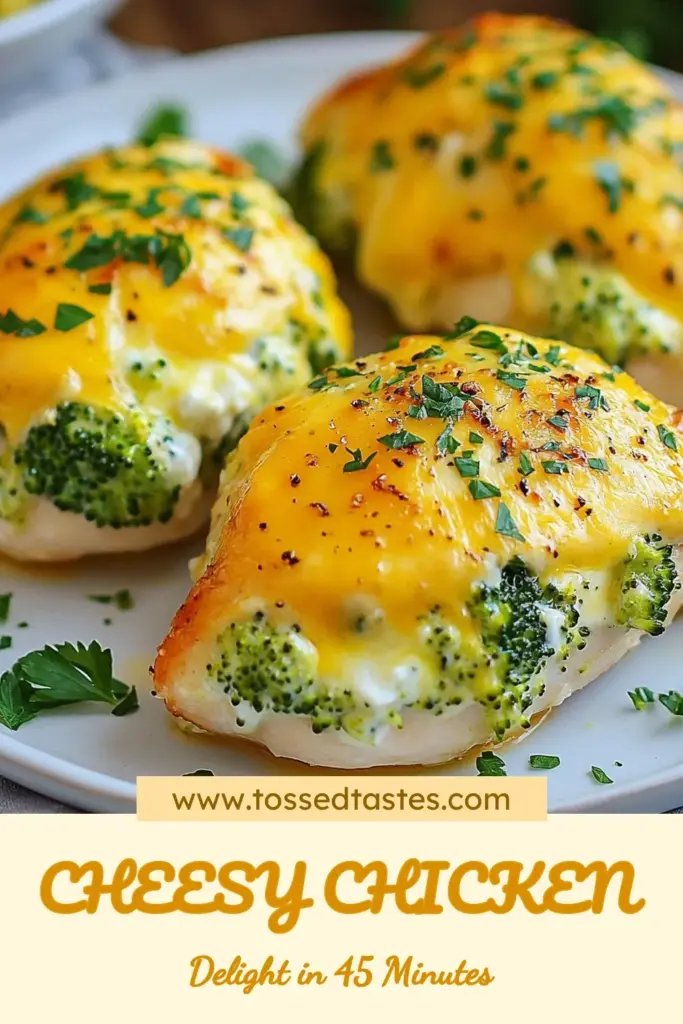 Savor the flavor of this Cheesy Broccoli Stuffed Chicken, an irresistible stuffed chicken recipe that's perfect for a healthy chicken dinner. Juicy baked chicken with cheese, broccoli, and a blend of creamy mozzarella and Parmesan make for an easy chicken recipe your family will love. Ready in just 45 minutes, it’s a delightful meal packed with nutrition. Save this recipe and enjoy a delicious dinner tonight! #CheesyBroccoliStuffedChicken #HealthyRecipes #DinnerIdeas #EasyChickenRecipes
