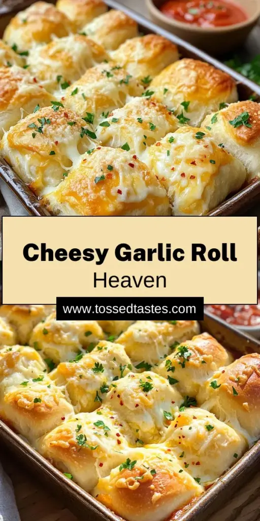 Savor the taste of homemade Garlic-Infused Cheesy Delight Rolls, perfect for any occasion! These fluffy, cheesy rolls are packed with rich garlic flavor and topped with a golden crust. With easy-to-follow steps and irresistible ingredients like mozzarella and Parmesan, you'll impress everyone at your table. Ready to elevate your baking game? Click through to explore this delicious recipe and bring warmth to your kitchen today!