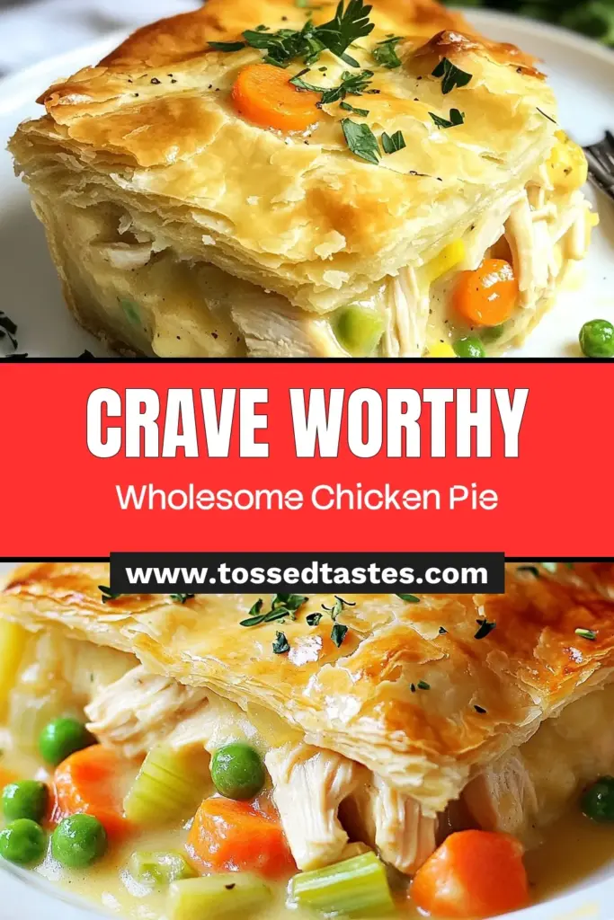 Discover the ultimate wholesome chicken pot pie! This healthy chicken pot pie recipe combines tender chicken, vibrant vegetables, and rich flavors, all while being easy to make. With Greek yogurt for creaminess, this easy chicken pot pie is perfect for family dinners or meal prep. Elevate your comfort food with this homemade pot pie with vegetables. Save this recipe for a delicious, healthy night in! #ChickenPotPie #HealthyRecipes #EasyDinner #MealPrepIdeas