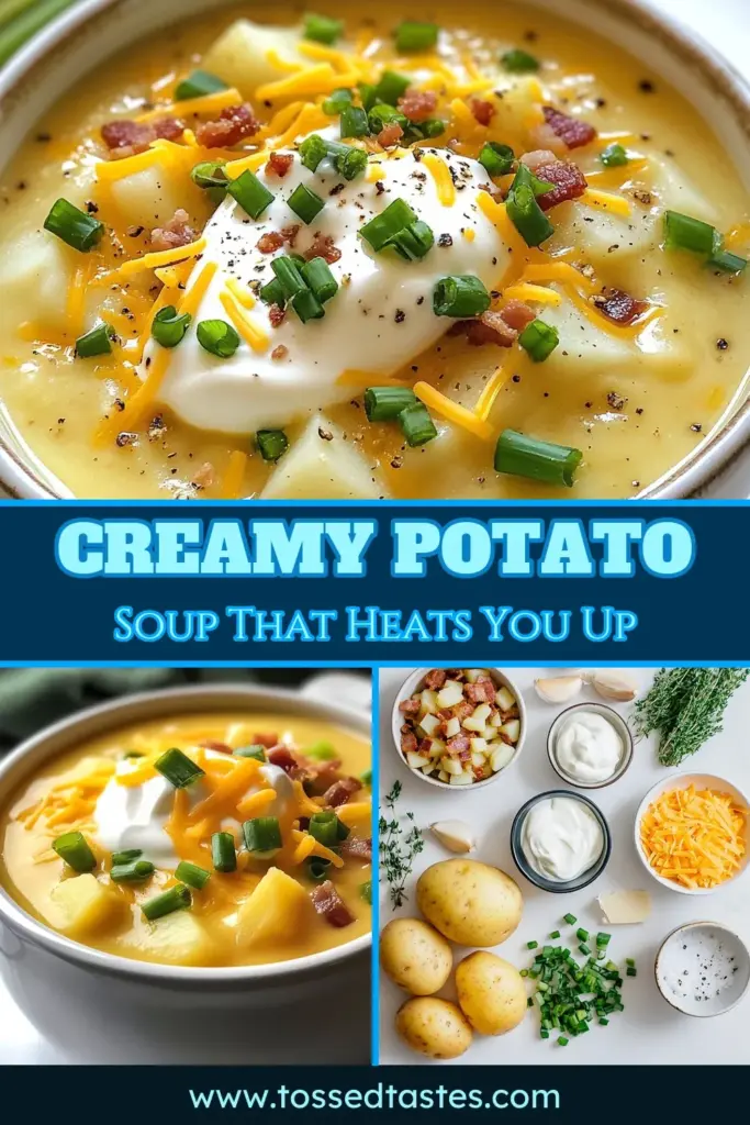 Discover the ultimate comfort food with this Loaded Creamy Potato Soup recipe! Perfectly rich and flavorful, this vegetarian potato soup is packed with creamy goodness. Whether you prefer cheesy potato soup or loaded with bacon, this recipe has got you covered. Make it with turkey bacon or crispy chickpeas for a delicious twist. Don’t miss out on this warming delight—try it today! #LoadedPotatoSoup #CreamyPotatoSoup #VegetarianRecipes #CheesySoup