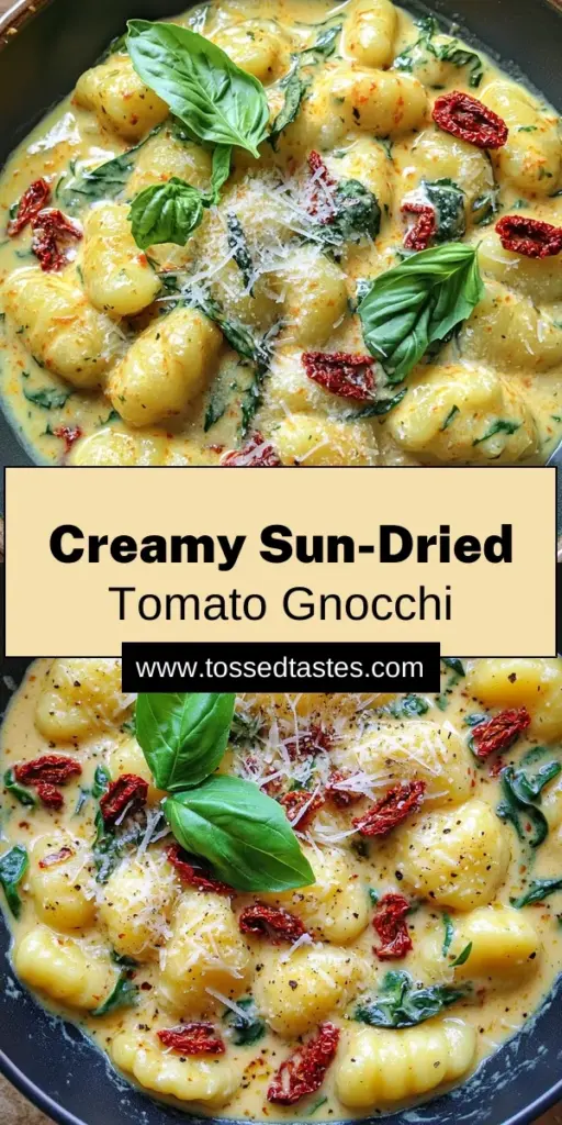 Indulge in a delightful bowl of creamy sun-dried tomato gnocchi that's ready in just 20 minutes! This easy recipe combines fluffy potato gnocchi with rich heavy cream, tangy sun-dried tomatoes, and vibrant spinach for a tasty meal. Perfect for any weeknight dinner, this dish will impress your family and friends. Click through to explore the full recipe and elevate your dinner game with this creamy, flavorful dish!