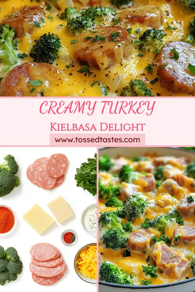 Looking for an easy dinner recipe? Try this Creamy Turkey Kielbasa Broccoli Skillet! This one-pan comfort food is packed with flavor and ready in just 25 minutes. The creamy sauce pairs perfectly with turkey kielbasa and fresh broccoli, making it a wholesome meal for the whole family. Don't miss out on this delicious Creamy Turkey Kielbasa recipe—save it for your next weeknight dinner! #TurkeyKielbasaSkillet #EasyDinnerRecipes #BroccoliKielbasaSkillet #OnePanMeals