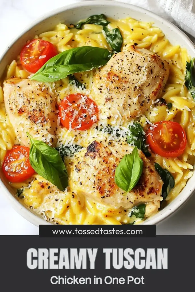 Discover the delight of this One-Pot Creamy Tuscan Chicken Orzo recipe! This easy chicken pasta dish combines tender chicken thighs, creamy orzo, and fresh spinach for a comforting weeknight meal. Perfect for busy nights, this creamy orzo chicken is a must-try among one-pot dinner recipes. Ready in just 30 minutes, it's sure to impress! Save this recipe for a hassle-free dinner tonight! #OnePotDinner #ChickenRecipes #EasyPasta #TuscanChickenOrzo