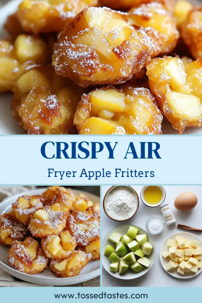 Indulge in these delightful Air Fryer Apple Fritters! This easy apple fritter recipe brings the joy of homemade fritters in air fryer style, offering a healthier twist on a classic treat. With fresh diced apples and a touch of cinnamon, you'll love how quick and simple they are to make. Perfect for a sweet snack or dessert, these healthy apple fritters will satisfy any craving. Try this recipe today and add it to your favorites! #AirFryerAppleFritters #HealthySnacks #AirFryerDesserts #EasyRecipes