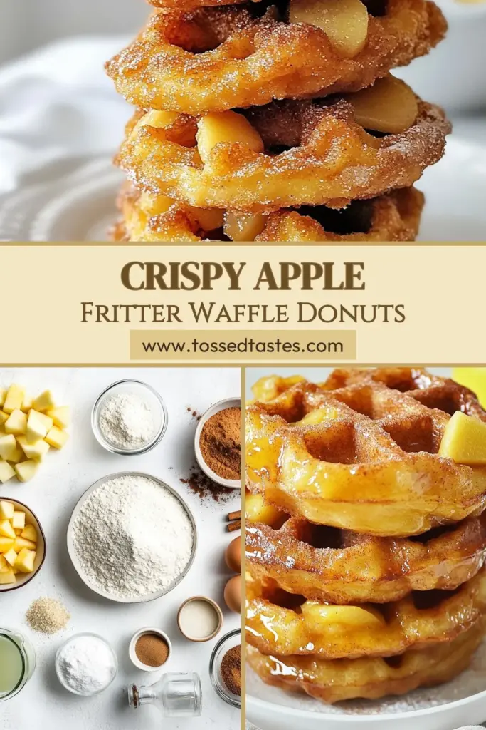 Indulge in homemade apple donuts with this delightful apple fritter waffle donuts recipe! This easy-to-follow waffle donut recipe combines the flavors of apples, cinnamon, and sugar for a tasty treat. Enjoy crispy fried waffle donuts coated in cinnamon sugar that are perfect for breakfast or dessert. Don't miss out—try these delicious apple fritter waffle donuts today! Save for later! #AppleFritterWaffleDonuts #WaffleDonutRecipe #HomemadeAppleDonuts #CinnamonSugarDonuts