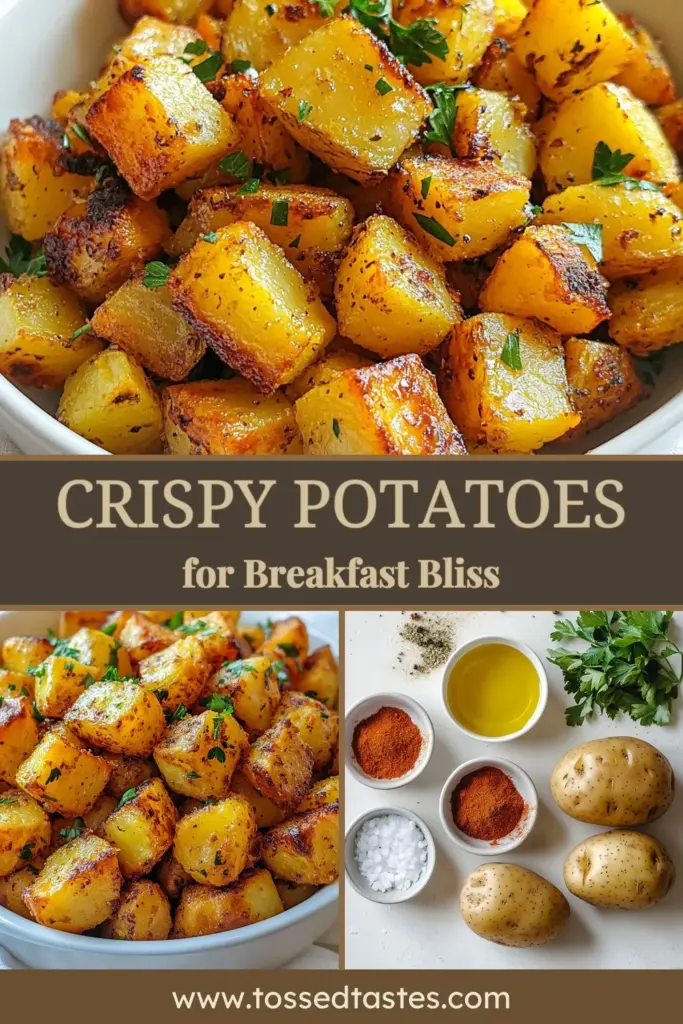 Looking for the perfect start to your day? Try these crispy breakfast potatoes! This easy oven-baked potatoes recipe features smoky seasoned potatoes that bring out amazing flavors. Perfect as a healthy potato side dish, they’re ideal alongside eggs or as a tasty garnish. Enjoy simple and delicious easy potato garnish ideas with this recipe! Try it today and elevate your breakfast game. #CrispyBreakfastPotatoes #OvenBakedPotatoes #HealthySides #PotatoRecipes