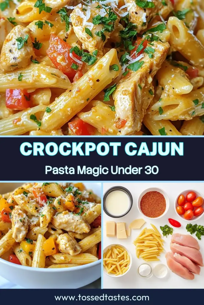 Discover the ultimate comfort food with this Crockpot Cajun Chicken Pasta! This easy Cajun pasta recipe features tender chicken, creamy sauce, and vibrant veggies, all slow-cooked to perfection. Perfect for busy weeknights, this creamy Cajun chicken dish will be a family favorite. Try this Cajun penne pasta recipe today and enjoy a simple, delicious meal with minimal effort! Save and share! #CajunChickenPasta #SlowCookerRecipes #EasyPastaRecipe #CajunCooking