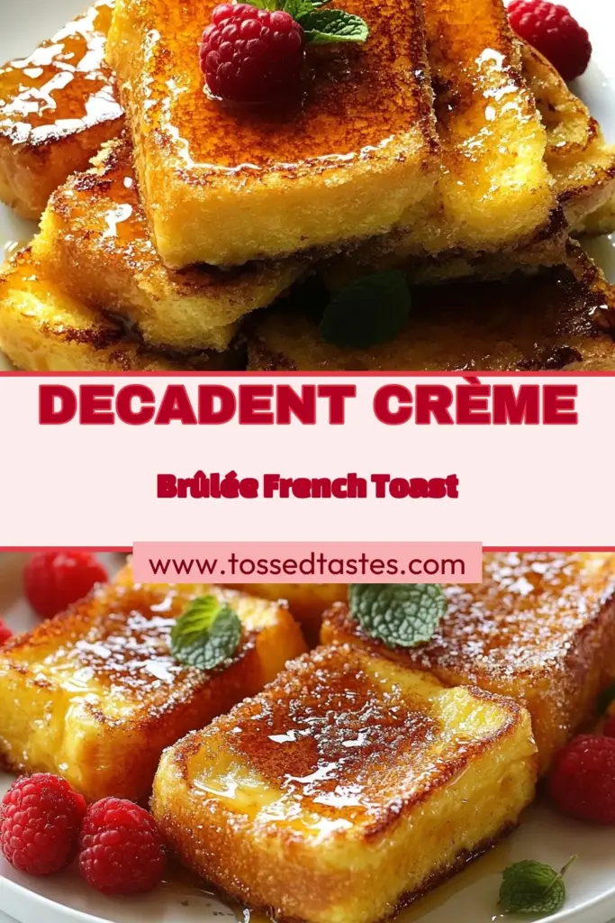 Indulge in this irresistible Crème Brûlée French Toast made with thick slices of challah bread and a rich custard. This baked French toast recipe offers a delightful twist on classic flavors, perfect for brunch or special occasions. With an easy French toast with berries option, your table will look as good as it tastes. Don’t miss out—try this custard French toast recipe today! Save and share! #CrèmeBrûléeFrenchToast #ChallahBreadFrenchToast #BakedFrenchToast #EasyFrenchToastWithBerries