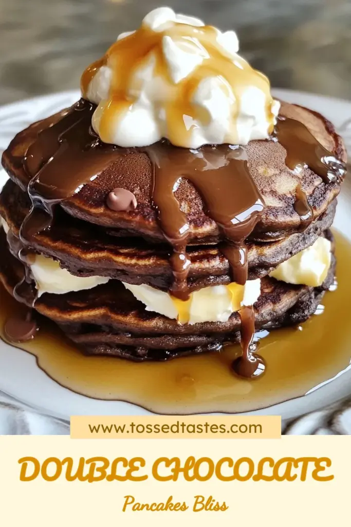 Indulge in the ultimate double chocolate pancakes for a decadent pancake breakfast everyone will love! This easy pancake recipe combines rich cocoa and creamy chocolate chips for fluffy chocolate pancakes that are simply irresistible. Perfect for brunch or a special treat, these chocolate chip pancakes will elevate your mornings. Save this recipe and enjoy a delicious start to your day! #DoubleChocolatePancakes #FluffyPancakes #ChocolateChipPancakes #EasyPancakeRecipes