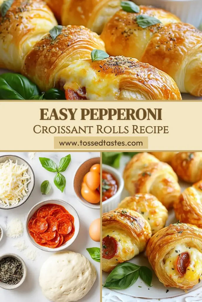 Indulge in these delicious Pepperoni Mozzarella Croissant Rolls, the perfect blend of flaky pastry, melty cheese, and zesty pepperoni! These easy appetizer recipes are ideal for parties or game day, served with a simple pizza sauce dip recipe. Whip up these Italian herb rolls in just 30 minutes and watch them disappear! Save this recipe now and impress your guests with these mouthwatering mozzarella crescent rolls. #AppetizerIdeas #EasyRecipes #PizzaLovers #CrescentRolls