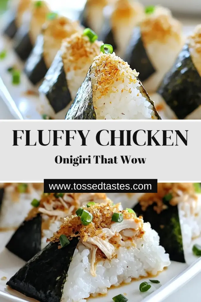 Discover how to make Fluffy Chicken Onigiri, the ultimate Easy Onigiri Recipe for delicious Japanese Rice Balls! These Chicken Rice Balls are perfect for lunch or a snack. With simple ingredients like sushi rice and cooked chicken, you can create this delightful treat in no time. Follow our step-by-step guide and impress your family with these tasty Sushi Rice Onigiri! Don’t forget to save this recipe! #Onigiri #JapaneseFood #ChickenRecipes #SushiRice