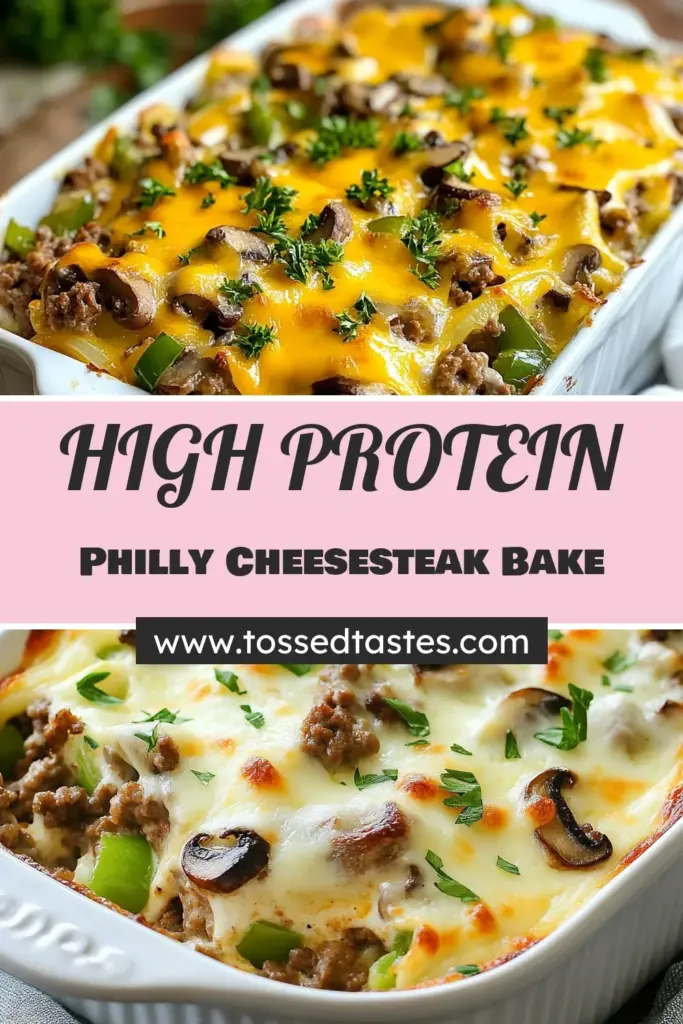 Savor the deliciousness of this High-Protein Philly Cheesesteak Casserole! This healthy cheesesteak dish combines lean ground beef, quinoa, and a creamy yogurt mixture for a nutritious twist on a classic favorite. Perfect for meal prep, this low-fat dinner idea is packed with flavor and protein. Make dinner easier tonight with this mouthwatering Philly cheesesteak recipe! Try it now! #HighProteinCasserole #QuinoaCasserole #HealthyDinner #LowFatRecipes