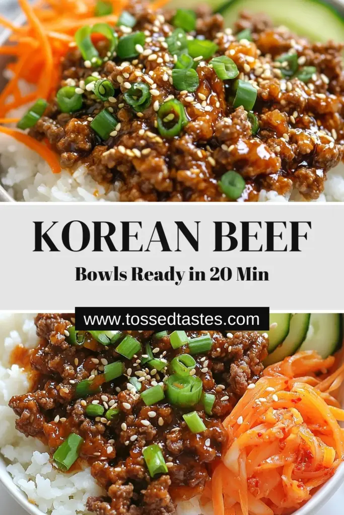 Discover this delicious Korean ground beef recipe that brings bold flavors straight to your dinner table! These Korean beef bowls are perfect for an easy ground beef dinner and pair wonderfully with jasmine rice dishes. Infused with savory gochujang, this quick meal is sure to impress. Get ready to enjoy a satisfying dish that's both simple and flavorful. Try it today and elevate your weeknight dinners! #KoreanGroundBeef #EasyDinner #GochujangRecipes #KoreanBeefBowls