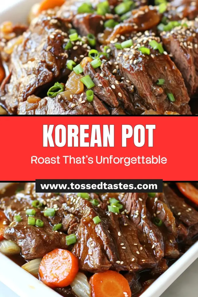 Discover the deliciousness of Korean pot roast with this beef chuck roast recipe! Infused with rich flavors from soy sauce and gochugaru, this marinated pot roast is perfect for a hearty dinner. Whether you’re new to Korean cooking or a seasoned chef, this recipe will impress everyone at your table. Try it today and elevate your meal with this comforting dish. Save this recipe for your next dinner! #KoreanCooking #BeefChuckRoast #GochugaruRecipes #PotRoast