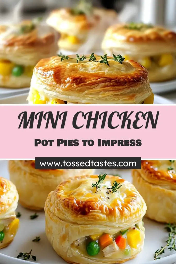 Indulge in these delightful mini chicken pot pies, a perfect savory chicken pot pie recipe that’s easy to make! Using flaky puff pastry, these baked chicken appetizers will be your go-to comfort food recipes. With a delicious filling of shredded chicken and mixed veggies, they’ll impress your family and friends. Click for the full recipe and tips to make them shine! Don’t forget to save! #MiniChickenPotPies #ComfortFood #PuffPastryPotPies #BakedChickenAppetizers