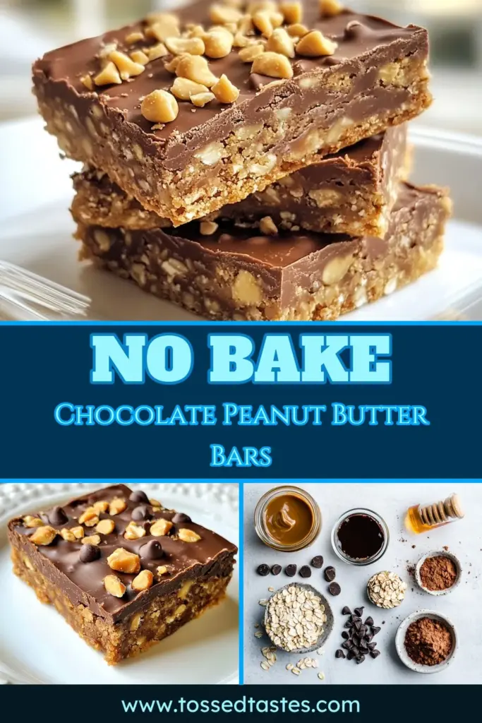 Satisfy your sweet tooth with these easy no bake chocolate peanut butter oat bars! This healthy oat bars recipe combines rolled oats, creamy peanut butter, and rich chocolate for a delicious no bake dessert that’s perfect for snacking. These chocolate snack bars are not only quick to make but also pack a nutritious punch as peanut butter oat energy bars. Ready in just 15 minutes! Save this recipe and indulge guilt-free! #NoBakeDesserts #HealthySnacks #ChocolatePeanutButter #OatBars