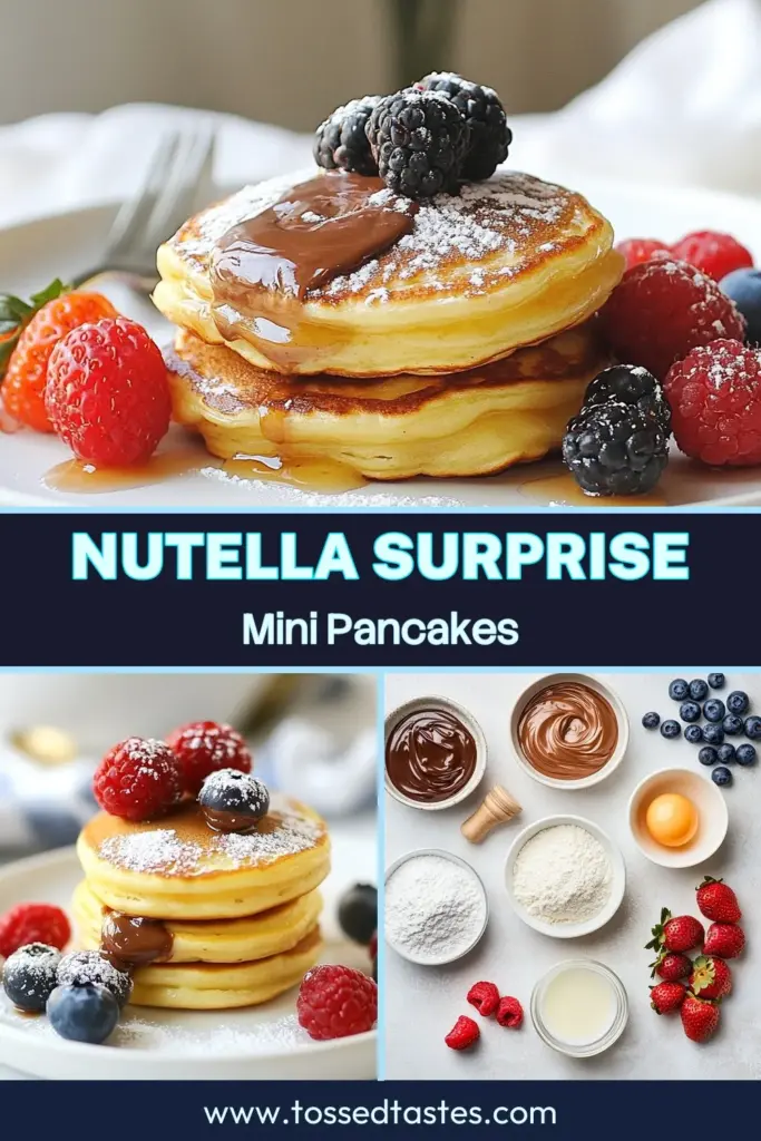 Indulge in these Mini Nutella pancakes that will make your breakfast unforgettable! This stuffed pancakes recipe is an easy pancake recipe perfect for busy mornings or weekend brunch. Delight in homemade pancakes with Nutella that are quick to prepare and deliciously sweet. Treat yourself and your loved ones to Nutella breakfast ideas they'll adore. Click for the full recipe and get cooking! #NutellaPancakes #StuffedPancakes #BreakfastIdeas #EasyRecipes