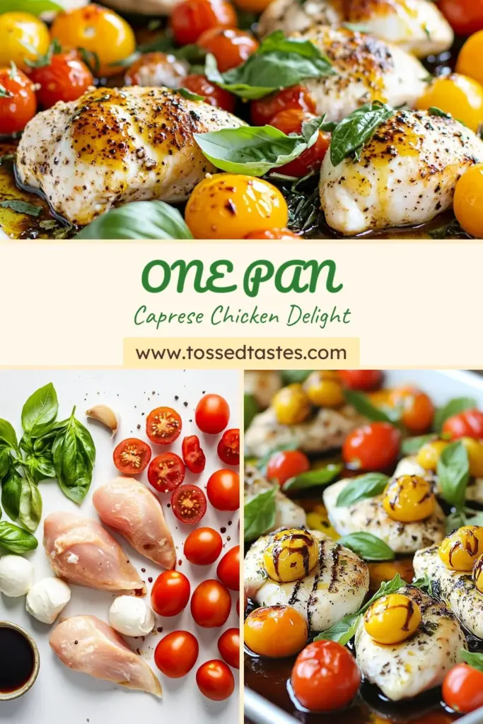 Enjoy a delicious and healthy dinner with this Caprese chicken sheet pan dinner, bursting with flavors from fresh mozzarella, juicy cherry tomatoes, and aromatic basil. This easy sheet pan recipe simplifies meal prep and cleanup. Perfect for busy nights, this mozzarella chicken recipe is a must-try! Elevate your weeknight meals with this balsamic chicken dinner that the whole family will love. Save this recipe for your next healthy chicken dinners option! #CapreseChicken #SheetPanDinner #HealthyRecipes #EasyDinnerIdeas
