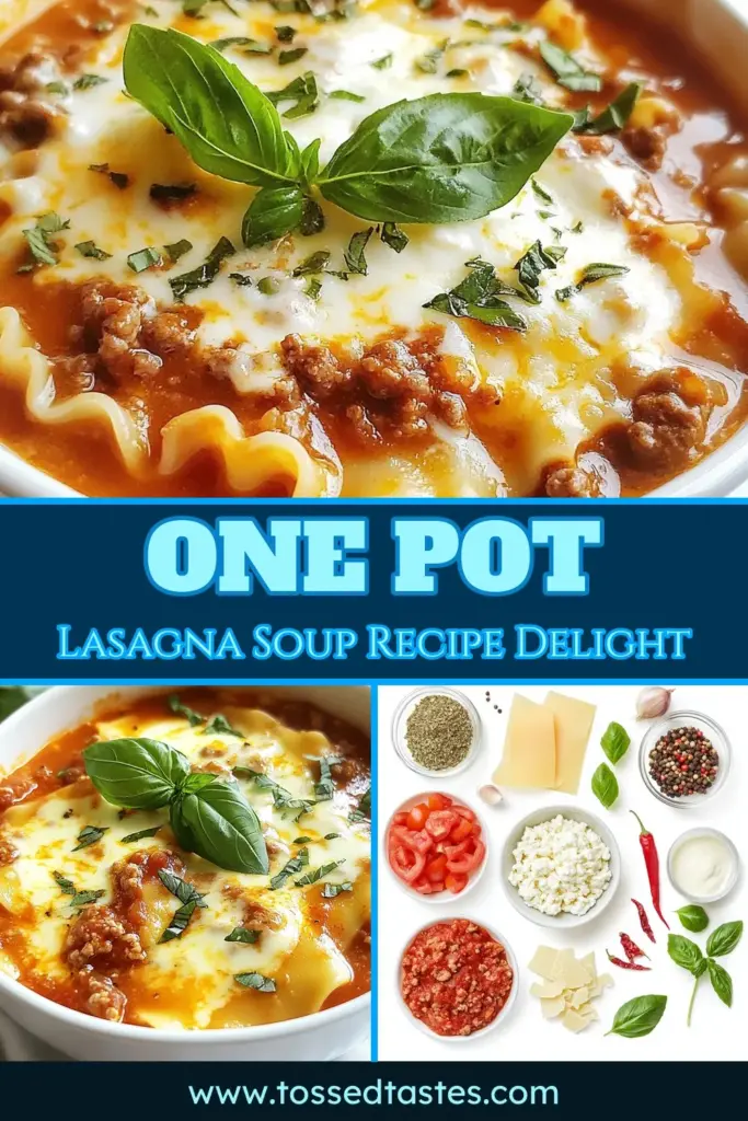 Warm up with this One-Pot Hearty Lasagna Soup that's both a comforting classic and an Easy Lasagna Soup that's ready in just 35 minutes! Enjoy layers of flavor with ground beef, rich tomatoes, and creamy cheeses all in a single pot. This Quick Lasagna Soup is the perfect weeknight dinner that the whole family will love. Save this Hearty Lasagna Soup Recipe for your next meal! #OnePotLasagnaSoup #ComfortFoodSoup #EasyLasagnaSoup #QuickLasagnaSoup