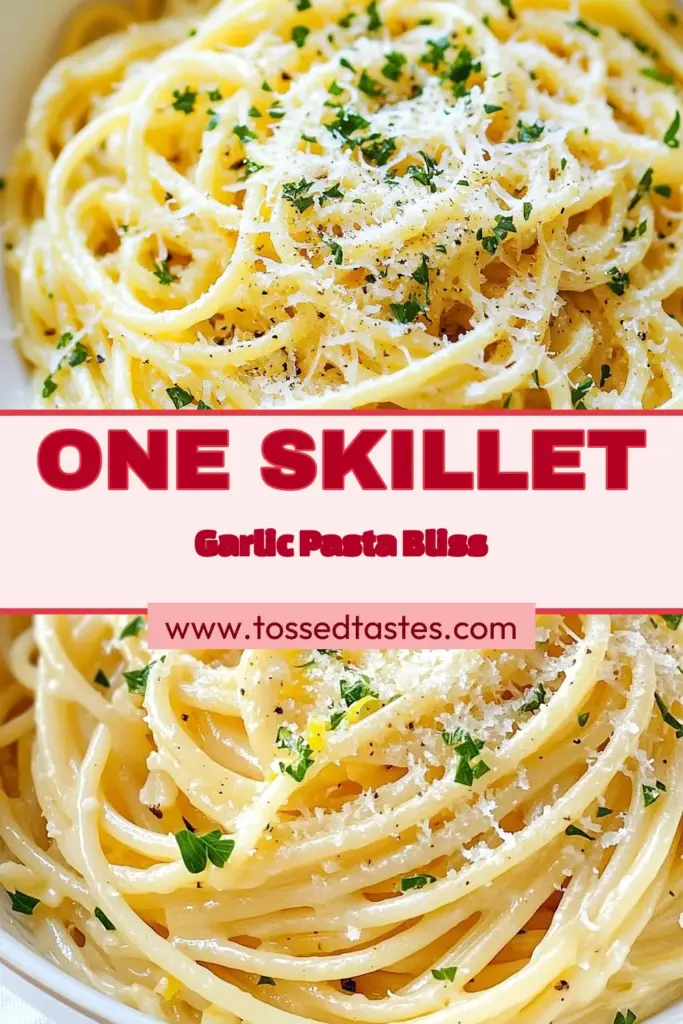 Discover the ultimate one-skillet garlic parmesan pasta that’s perfect for busy weeknights! This easy pasta recipe combines creamy garlic pasta with rich Parmesan cheese for a quick meal that’s ready in just 20 minutes. Enjoy spaghetti with parmesan cheese, packed with flavor and minimal cleanup. Ideal for families or anyone craving comfort food. Try this delicious recipe today and save it for your dinner inspiration! #OneSkilletPasta #EasyPastaRecipes #QuickDinners #CreamyPasta