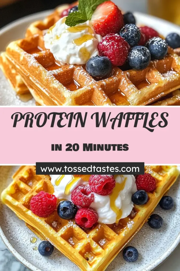 Looking for a delicious and nutritious High Protein Breakfast? Try this Protein Waffles Recipe! These Easy Protein-Packed Waffles are made with oatmeal and packed with flavor. Perfect for a Healthy Waffle Recipe, they combine rolled oats, banana, and protein powder for a satisfying treat. Enjoy them topped with fresh berries or yogurt. Save this Oatmeal Protein Waffles recipe and start your day right! #ProteinWaffles #HealthyBreakfast #EasyRecipe #HighProtein