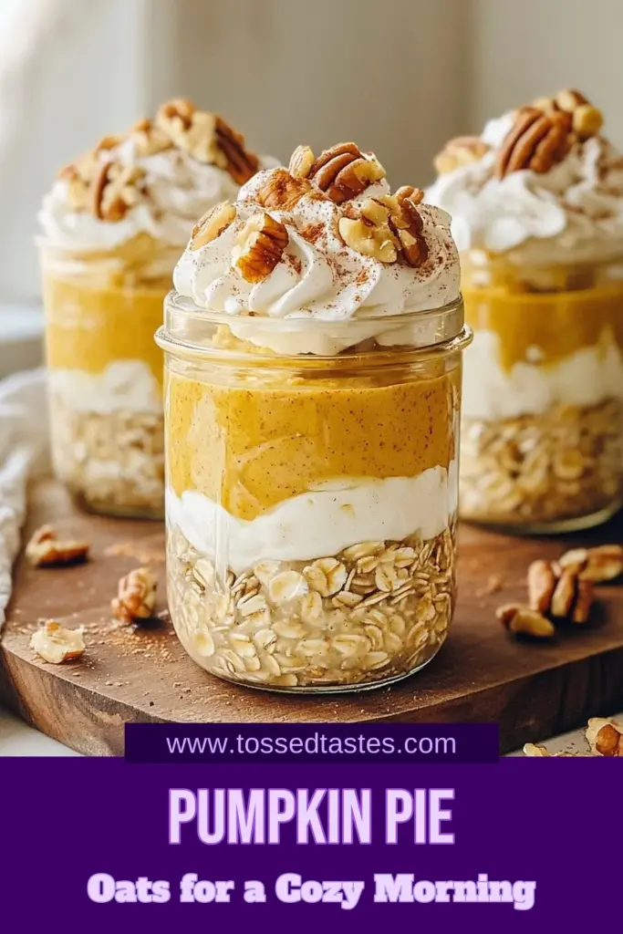 Start your fall mornings right with these delicious pumpkin pie overnight oats! This healthy pumpkin oats recipe combines creamy pumpkin puree with spices, making an easy overnight oats dish that's perfect for busy days. Enjoy a nutritious breakfast with flavors of pumpkin spice and fall in every bite. Make it your go-to for cozy mornings. Save this recipe for your fall breakfast inspiration! #PumpkinPieOvernightOats #FallBreakfastRecipes #HealthyOats #EasyOvernightOats