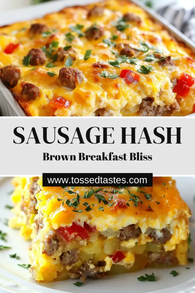 Looking for an easy breakfast idea? Try this delicious Sausage Hash Brown Casserole! Packed with flavor, this cheesy breakfast casserole combines savory sausage, hearty hash browns, and melted cheddar cheese. Perfect for family gatherings or meal prepping, this breakfast casserole recipe is a crowd-pleaser that takes just 50 minutes to make. Don’t miss out—save this easy recipe today! #breakfastcasserole #easyrecipes #cheesybreakfast #hashbrowncasserole