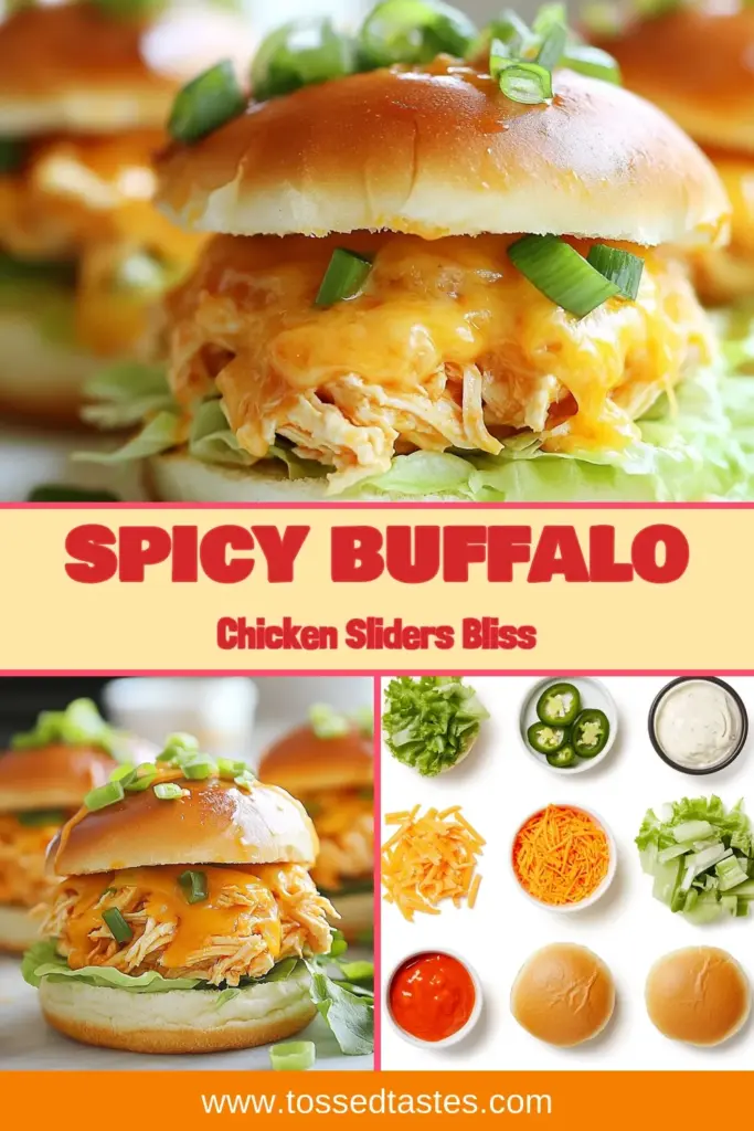 Get ready for game day with these delicious Buffalo chicken sliders! Perfect for parties or a cozy night in, these spicy slider recipes are made easy with slow cooker buffalo chicken. The creamy buffalo chicken filling, combined with melted cheddar and fresh toppings, will have everyone coming back for more. Save this recipe and impress your guests! #BuffaloChickenSliders #GameDayAppetizers #SpicySliderRecipes #SlowCookerBuffaloChicken