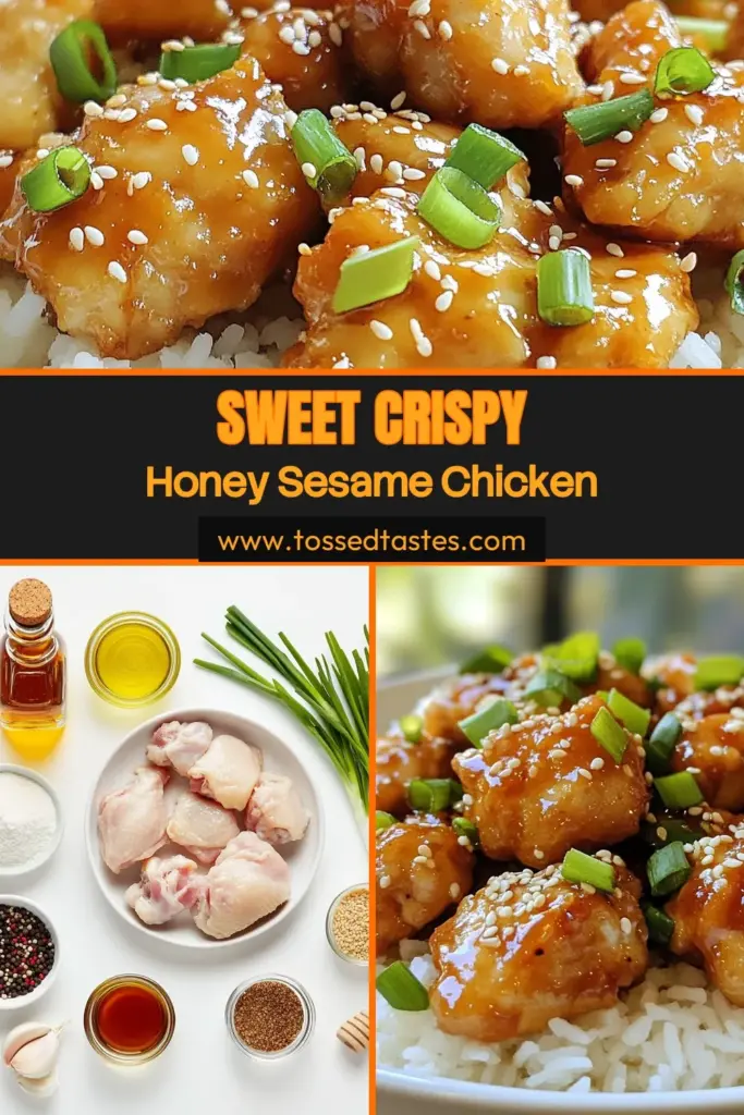 Discover the deliciously easy Honey Sesame Chicken, an Asian inspired chicken dish that's perfect for quick dinner ideas! This quick and flavorful recipe features bite-sized chicken pieces coated in a sweet honey garlic sauce chicken that your family will love. Enjoy a flavorful meal in just 30 minutes. Save this Honey Sesame Chicken recipe for your weeknight dinners and let the savory goodness amaze you! #HoneySesameChicken #EasyChickenRecipes #QuickDinnerIdeas #AsianInspiration