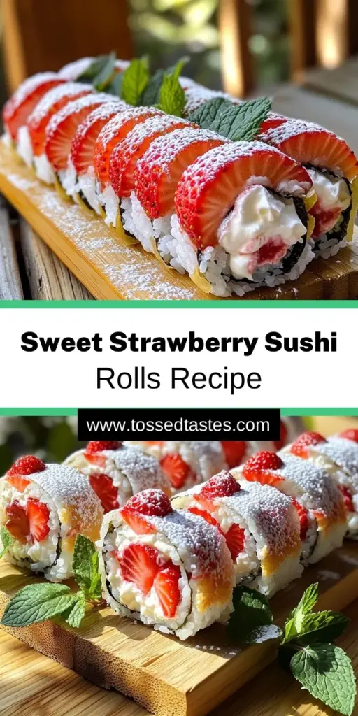 Discover a fun twist on dessert with Strawberry Shortcake Sushi Rolls! This innovative recipe combines sweet strawberries, fluffy sushi rice, and creamy whipped topping, creating a delightful treat that’s both beautiful and delicious. Perfect for parties or a unique snack, these sushi rolls will impress your friends and family. Click through for the full recipe and see how easy it is to make this delightful dessert!