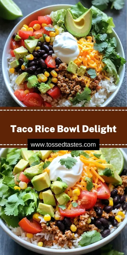 Create a delicious Taco Rice Bowl that’s perfect for any night of the week! This easy recipe features fluffy jasmine rice topped with savory ground turkey, black beans, corn, and fresh ingredients like avocado and cheddar cheese. In just 30 minutes, you can whip up a satisfying meal the whole family will love. Click through to discover how to make this flavorful dish and impress your loved ones at dinner!