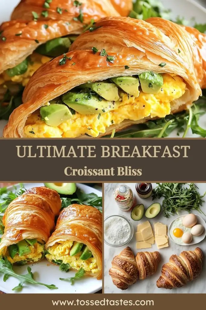 Start your day with this delicious breakfast croissant recipe featuring cheesy scrambled eggs croissant. This easy brunch idea combines buttery croissants, creamy eggs, and fresh avocado for a satisfying meal. Add a breakfast sandwich with sausage for an extra treat! Perfect for any occasion, this avocado croissant sandwich is sure to impress. Try it today and elevate your morning routine! #BreakfastCroissant #BrunchIdeas #CroissantSandwich #EasyRecipes