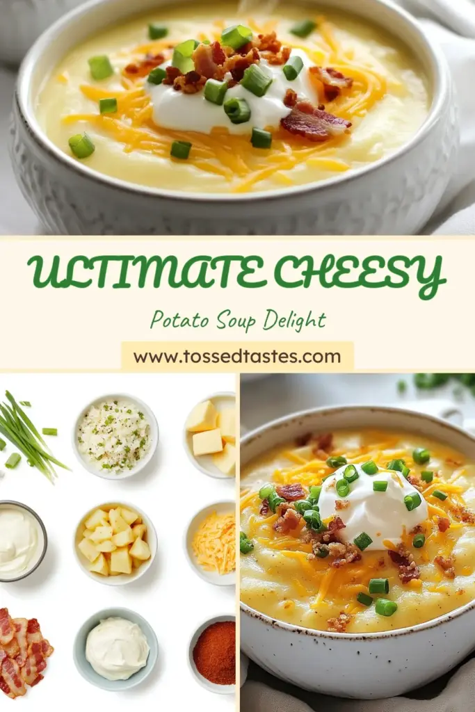 Indulge in this creamy and delicious cheesy baked potato soup that’s perfect for cooler days! Our loaded potato soup recipe combines tender russet potatoes, savory veggies, and a rich blend of cheddar and cream for an unforgettable flavor. Whether you’re crunched for time or looking for an easy potato soup with cheese, this vegetarian potato soup recipe is a must-try! Save this recipe for a cozy meal tonight! #LoadedBakedPotatoSoup #CheesyPotatoSoup #VegetarianSoup #EasyRecipes