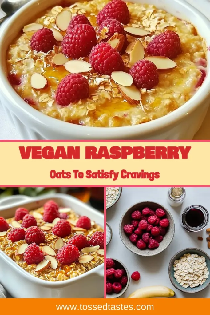 Indulge in these Vegan Raspberry Baked Oats for a nutritious start to your day! This healthy baked oat recipe is perfect for a plant-based breakfast or an easy vegan dessert. Made with rolled oats, fresh raspberries, and banana, it's an effortless overnight oats recipe that’s both delicious and satisfying. Try this simple recipe and elevate your mornings! Save this pin and enjoy! #VeganRecipes #HealthyBreakfast #PlantBased #BakedOats