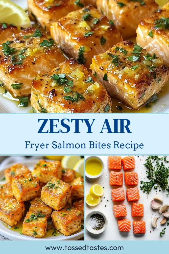 Enjoy the zesty flavor of Lemon Herb Salmon Bites, a perfect air fryer salmon recipe that's both healthy and delicious. These easy salmon appetizers are ideal for gatherings or a quick snack. In just 30 minutes, you can create scrumptious air fryer seafood recipes that are sure to impress. Try this simple recipe and elevate your appetizer game today! Don't forget to save this for later! #LemonHerbSalmonBites #HealthySalmonBites #AirFryerSeafood #EasySalmonAppetizers
