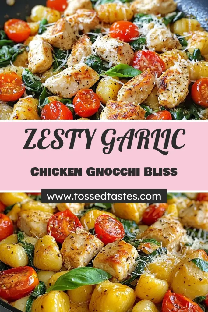 Discover the deliciousness of Zesty Garlic Chicken Gnocchi with this easy Garlic Chicken Skillet Recipe! Perfect for busy weeknights, this One-Pan Chicken Gnocchi dish combines tender chicken, pillowy gnocchi, and fresh spinach for a flavorful Italian Chicken Spinach Recipe. Ready in just 25 minutes, this makes a delightful Easy Gnocchi Dinner your family will love. Save this recipe for a quick meal tonight! #ChickenGnocchi #EasyDinner #OnePanMeal #ItalianRecipes