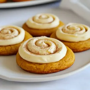 To make pumpkin cookies, you need the following key ingredients: - 1 cup pumpkin puree - 1/2 cup granulated sugar - 1/2 cup packed brown sugar - 1/2 cup unsalted butter, softened - 1 large egg - 1 teaspoon vanilla extract - 2 cups all-purpose flour - 1 teaspoon baking soda - 1 teaspoon baking powder - 1 teaspoon ground cinnamon - 1/2 teaspoon ground nutmeg - 1/4 teaspoon ground ginger - 1/4 teaspoon salt These ingredients form the base of your cookies. The pumpkin puree gives them a moist texture and a lovely flavor. For the delicious cream cheese frosting, gather these ingredients: - 1 cup cream cheese, softened - 1/4 cup powdered sugar - 1 tablespoon milk This frosting adds a rich and tangy taste to the sweet cookies. Using fresh ingredients makes a big difference. Here are some tips: - Buy canned pumpkin that lists "pure pumpkin" as the only ingredient. - Check dates on dairy products to ensure freshness. - Use room temperature butter and cream cheese for better mixing. - Store spices in a cool, dark place to keep them flavorful. Fresh ingredients lead to the best flavors in your cookies, so choose wisely! {{ingredient_image_2}} Start by preheating your oven to 350°F (175°C). This step ensures your cookies bake evenly. While the oven heats, line a baking sheet with parchment paper. This helps prevent the cookies from sticking. In a large mixing bowl, combine 1/2 cup softened unsalted butter, 1/2 cup granulated sugar, and 1/2 cup packed brown sugar. Use a hand mixer or stand mixer to beat the mixture until creamy. This should take about 2-3 minutes. Next, add 1 cup pumpkin puree, 1 large egg, and 1 teaspoon vanilla extract. Beat until all ingredients blend smoothly. In another bowl, whisk together 2 cups all-purpose flour, 1 teaspoon baking soda, 1 teaspoon baking powder, 1 teaspoon ground cinnamon, 1/2 teaspoon ground nutmeg, 1/4 teaspoon ground ginger, and 1/4 teaspoon salt. Gradually add this dry mixture to the wet ingredients. Mix gently until just combined. Do not overmix; this keeps your cookies soft. Using a tablespoon or cookie scoop, drop spoonfuls of dough onto the prepared baking sheet. Space them about 2 inches apart. Gently flatten each cookie with the back of a spoon to help them bake evenly. Bake in the preheated oven for 12-15 minutes. The edges should be lightly golden brown, and the centers may look soft. They will firm up as they cool. While the cookies cool, make the frosting. In a medium bowl, beat 1 cup softened cream cheese with an electric mixer until smooth. Gradually add 1/4 cup powdered sugar and 1 tablespoon milk. Mix until creamy and spreadable. If needed, adjust the frosting's thickness by adding more milk or powdered sugar. Once the cookies are cool, spread a generous dollop of frosting on each cookie. For a fun touch, sprinkle a bit of cinnamon or pumpkin spice on top. Enjoy your delicious pumpkin cookies! To keep your cookies soft, use room-temperature butter. It blends well with sugars, making a creamy mix. This helps create a tender texture. Avoid overmixing when adding dry ingredients. Mix just until combined, then stop. This keeps air in the dough for soft cookies. For the perfect frosting, start with softened cream cheese. Beat it until smooth, then add powdered sugar. If it’s too thick, add a bit of milk. Mix until creamy. If it’s too runny, add more powdered sugar. You want a spreadable, fluffy texture. Always preheat your oven to 350°F (175°C). This helps cookies bake evenly. Use parchment paper on your baking sheet. It stops the cookies from sticking. Space the dough balls about 2 inches apart. This gives them room to spread. Check them at 12 minutes to avoid overbaking. Enjoy warm cookies with the creamy frosting! Pro Tips Use Fresh Pumpkin Puree: For the best flavor, consider using fresh pumpkin puree instead of canned. Roast a sugar pumpkin, scoop out the flesh, and blend until smooth for a richer taste. Chill the Dough: If you find the cookie dough too sticky, chilling it for 30 minutes in the refrigerator can make it easier to scoop and shape. Don’t Overbake: To ensure soft and chewy cookies, take them out of the oven when the edges are golden but the centers still look slightly underbaked. They will continue to firm up as they cool. Frosting Consistency: If your cream cheese frosting is too thick, add a little more milk, one teaspoon at a time, until you reach your desired spreadable consistency. {{image_4}} You can make these pumpkin cookies even better by adding chocolate chips. Use about 1 cup of semi-sweet or dark chocolate chips. Mix them into the dough right before you drop spoonfuls onto the baking sheet. The chocolate adds a rich, sweet touch that pairs well with the spices in the cookies. To make these cookies gluten-free, swap the all-purpose flour with a gluten-free blend. Look for a blend that contains xanthan gum for better texture. You can also use almond flour or oat flour. Adjust the liquid slightly if needed, as these flours may absorb moisture differently. Change up the spices for unique flavors. Instead of using just cinnamon, nutmeg, and ginger, try adding allspice or cardamom. You can also reduce the cinnamon for a milder taste. Each spice brings its own warmth and adds depth to the cookies. Experiment to find your favorite mix! To keep your pumpkin cookies fresh, store them in an airtight container. Line the bottom with parchment paper to absorb any moisture. This helps the cookies stay soft. If you made a large batch, you might want to separate layers with wax paper. This keeps them from sticking together. You can freeze the cookies for up to three months. Make sure they are completely cooled before freezing. Place them in a single layer on a baking sheet first. Once they are frozen, transfer them to a zip-top bag. Remove as much air as possible before sealing. Label the bag with the date, so you remember when you made them. Frosted cookies require special care. Store them in a single layer in an airtight container. Place wax paper between layers to avoid smudging the frosting. If you need to stack them, wait until the frosting sets. This will help keep them fresh and pretty for when you serve them. Yes, you can use fresh pumpkin. First, cook the pumpkin until soft. Then, mash it or blend it to get a smooth puree. This makes a tasty cookie too. Fresh pumpkin can add a bit more flavor and texture. These cookies last for about 5-7 days. Store them in an airtight container at room temperature. If you want them to last longer, keep them in the fridge for up to two weeks. If your frosting is too runny, add more powdered sugar. Start with a tablespoon at a time. Mix well after each addition until you reach the right spreadable consistency. This way, your frosting will stay on the cookies. Yes, you can replace the egg. Use a flax egg by mixing one tablespoon of flaxseed meal with three tablespoons of water. Let it sit for a few minutes until it thickens. This will help bind the cookies. Yes, these cookies freeze well. Place them in a single layer on a baking sheet to freeze first. Once frozen, transfer them to an airtight container. They can stay good for up to three months. Frost them after thawing for best results. In this guide, we explored the key ingredients for tasty pumpkin cookies and cream cheese frosting. I shared step-by-step instructions for baking and prepping the frosting. We also covered tips for keeping your cookies soft and variations like adding chocolate chips. Lastly, I provided storage tips to keep your cookies fresh. Baking pumpkin cookies can be fun and easy. With these details, you can make a delicious treat that everyone will love. Enjoy baking!