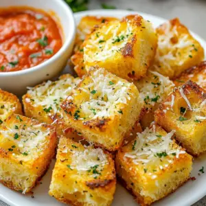 Here is what you need to make Garlic Parmesan Bread Bites: - 1 loaf of ciabatta bread, cut into bite-sized cubes - 1/2 cup unsalted butter, melted - 4 cloves garlic, finely minced - 1/2 cup grated Parmesan cheese - 1 tablespoon fresh parsley, finely chopped - 1 teaspoon Italian seasoning - Salt and pepper, to taste Each ingredient plays a key role in creating this tasty snack. The ciabatta bread gives a soft inside with a crisp crust. The unsalted butter adds richness and helps the garlic flavor shine. Garlic brings a strong, savory taste. Parmesan cheese adds a salty, nutty flavor that enhances the bites. Fresh parsley adds color and a hint of freshness. Italian seasoning gives it warmth and depth. Finally, salt and pepper balance the flavors. When you gather your ingredients, make sure they are fresh. Fresh garlic will give you great aroma and taste. Also, use high-quality Parmesan for the best results. This mix of flavors will create an irresistible treat that you will love! {{ingredient_image_2}} First, preheat your oven to 375°F (190°C). This step is important for even cooking. While the oven heats, line a baking sheet with parchment paper. This makes cleanup easy and helps prevent sticking. Next, prepare the butter and garlic mixture. In a large bowl, pour in 1/2 cup of melted unsalted butter. Add 4 finely minced cloves of garlic to the butter. Stir well to make sure the garlic spreads evenly throughout the butter. Now, it's time to mix in the cheese, herbs, and seasonings. Add 1/2 cup of grated Parmesan cheese to your bowl. Then, add 1 tablespoon of finely chopped fresh parsley and 1 teaspoon of Italian seasoning. Sprinkle in a pinch of salt and pepper. Mix everything together until it is well combined and smells amazing. Once your mixture is ready, toss in the bite-sized ciabatta cubes. Use about 1 loaf cut into small pieces. Gently stir them in the garlic-Parmesan mixture. Make sure each piece of bread gets a good coating. This ensures every bite is flavorful. Spread the coated bread bites on the lined baking sheet. Lay them out in a single layer. Make sure they have space between them. This helps them bake evenly. Now, place the baking sheet in your preheated oven. Bake for 12-15 minutes. Keep an eye on them as they bake. Look for a golden brown color and crispy edges. This is when they are at their best. Once they are done, remove the baking sheet from the oven. Let the bread bites cool for a few minutes before serving. Enjoy the delicious flavors! To get the best taste, coat the bread evenly. When you mix the garlic and butter, make sure to stir well. This way, every cube of bread gets a good amount of flavor. Choosing the right herbs makes a big difference too. I love using fresh parsley and Italian seasoning. They add a nice touch. If you want to try something new, you could use basil or oregano. Just remember, fresh herbs have a stronger taste than dried ones. For the best results, set your oven to 375°F (190°C). This temperature helps the bread get crispy but not burnt. To check if your bread bites are done, look for a golden brown color. The edges should be crispy. If they're not there yet, give them a few more minutes. Keep watching so they don’t burn. Serve your Garlic Parmesan Bread Bites on a wooden platter. It gives a rustic look that is very inviting. For a pop of color, sprinkle some fresh parsley on top. You can also place a small bowl of marinara sauce next to the bites. This adds a fun dipping option that everyone loves. Pro Tips Use Fresh Garlic: Freshly minced garlic will provide a more robust flavor compared to pre-minced or jarred garlic. Aim for the freshest cloves you can find for the best results. Don't Overbake: Keep a close eye on the bread bites as they bake. They can quickly go from golden brown to burnt, so it's best to check them a minute or two before the suggested baking time. Experiment with Cheeses: While Parmesan is traditional, feel free to mix in other cheeses such as mozzarella or cheddar for a unique twist on flavor and texture. Add Spice: For those who enjoy a bit of heat, consider adding a pinch of red pepper flakes to the butter mixture for a spicy kick that complements the garlic and Parmesan beautifully. {{image_4}} You can change the cheese for more flavor. Try mozzarella or feta for a twist. Each cheese will give a new taste to your Garlic Parmesan Bread Bites. If you want a creamier bite, use a mix of cheeses. You can also change the bread type. Ciabatta works great, but feel free to use baguette or sourdough. Each bread adds its own texture. A thicker bread will hold more of the garlic-butter mix. Adding spices will kick up the flavor. Try red pepper flakes for heat or smoked paprika for a nice depth. Fresh herbs also work well. Basil or thyme can add a fresh touch. Experiment with toppings too. You can sprinkle some crushed nuts or seeds on top before baking. This gives a nice crunch. You can even drizzle some balsamic glaze after baking for a sweet finish. Each tweak makes your bites unique and fun! To keep your Garlic Parmesan Bread Bites fresh, start with storage. If you have leftovers, let them cool first. Then, place them in an airtight container. This helps maintain their crispy texture. You can also wrap them tightly in plastic wrap. Avoid using regular bags, as they allow air in. For the best freshness, consume them within two days. After that, they may lose their crunch. If you want to store them longer, consider freezing. Just remember to use freezer-safe containers. When it comes time to eat your leftovers, reheating is key. Preheat your oven to 350°F (175°C). Spread the bread bites on a baking sheet. Bake them for about 8-10 minutes. This will help regain their crispy texture. To avoid sogginess, do not cover them while reheating. The steam can make them soft. You can also reheat them in an air fryer. Set it to 350°F (175°C) for about 5 minutes. This method keeps them crunchy and warm. Enjoy your tasty snack! Can I make this recipe ahead of time? Yes, you can prepare the garlic-Parmesan mixture and coat the bread cubes ahead of time. Store the coated bread in the fridge for up to 24 hours. When ready, just bake them right before serving. This saves time and keeps your bites fresh. How do I make these bites vegetarian-friendly? This recipe is already vegetarian! Use plant-based butter if you want to avoid dairy. This makes the bites suitable for those who do not eat animal products. What can I serve with Garlic Parmesan Bread Bites? These bites pair well with marinara sauce for dipping. You can also serve them with a fresh salad or a charcuterie board. They make a great snack or appetizer for any gathering. What alternative methods can I use to cook them? You can cook these bites in an air fryer for a crispier texture. Set the air fryer to 350°F (175°C) and cook for about 8-10 minutes. Keep an eye on them to avoid burning. They can also be grilled on skewers for a fun twist. How can I adjust the recipe to make it gluten-free? To make these bites gluten-free, use gluten-free bread. Many stores offer gluten-free loaves. Just follow the same steps, and you will have a tasty treat that everyone can enjoy! You learned how to make delicious garlic parmesan bread bites with simple steps. We covered the key ingredients, from ciabatta to fresh herbs, and shared tips for perfect flavor. You also discovered storage methods and variations to try. Now you can enjoy these tasty bites with ease. By following the recipe, you’ll impress your friends and family. Happy cooking and experimenting with flavors!